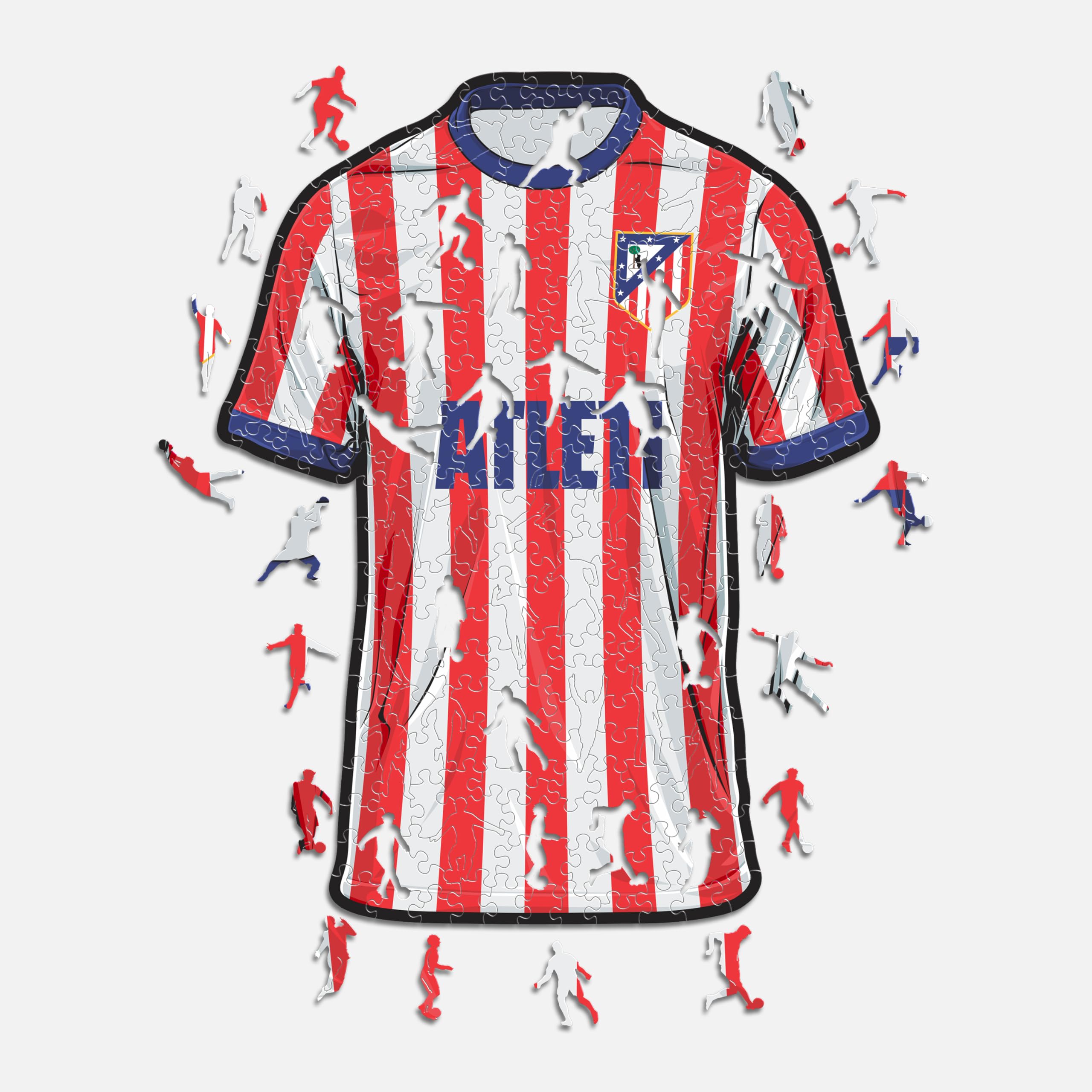 Iconic Puzzles, Atletico Madrid, Jersey, Officially Licensed Wooden Puzzle, 100% Sustainable