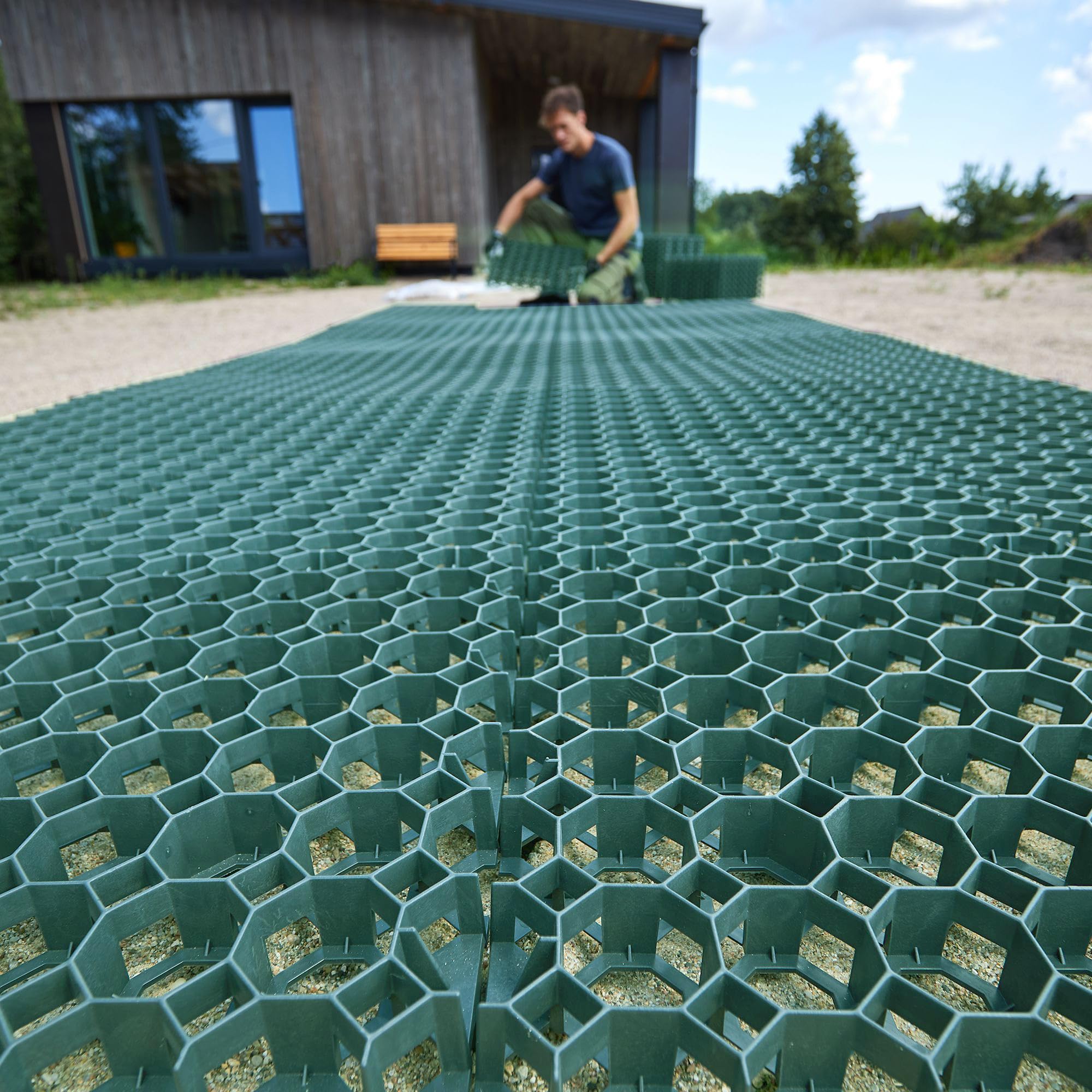 Rasengitter aus Kunststoff, grüne Wegeplatten, 50 x 50 cm Paddockplatten zur Bodenstabilisierung