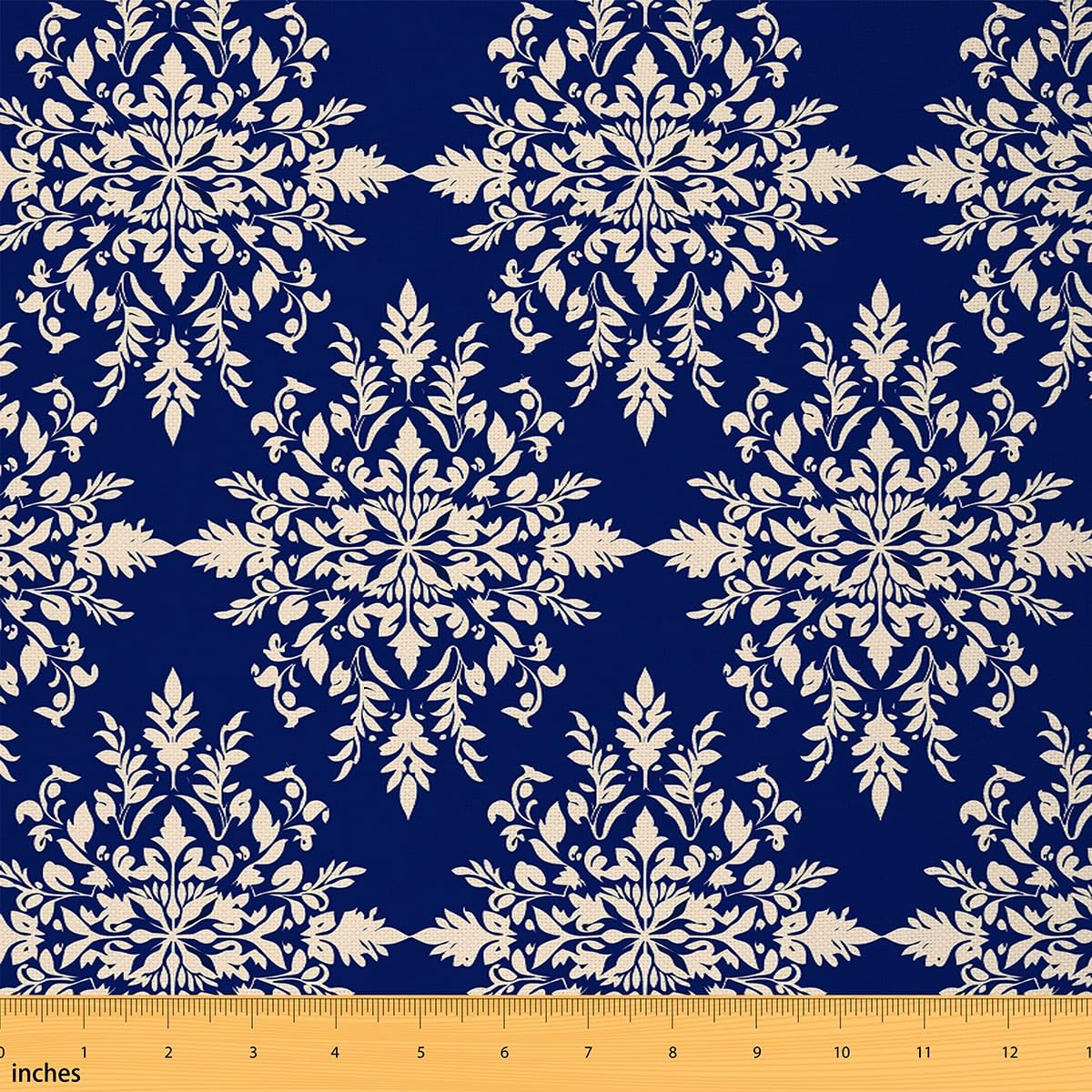 Erosebridal Boho Damask Upholstery Fabric - Floral Flower by The Yard, Classic Baroque Style Decorative, Western Theme for Chairs Reupholstery - Blue,