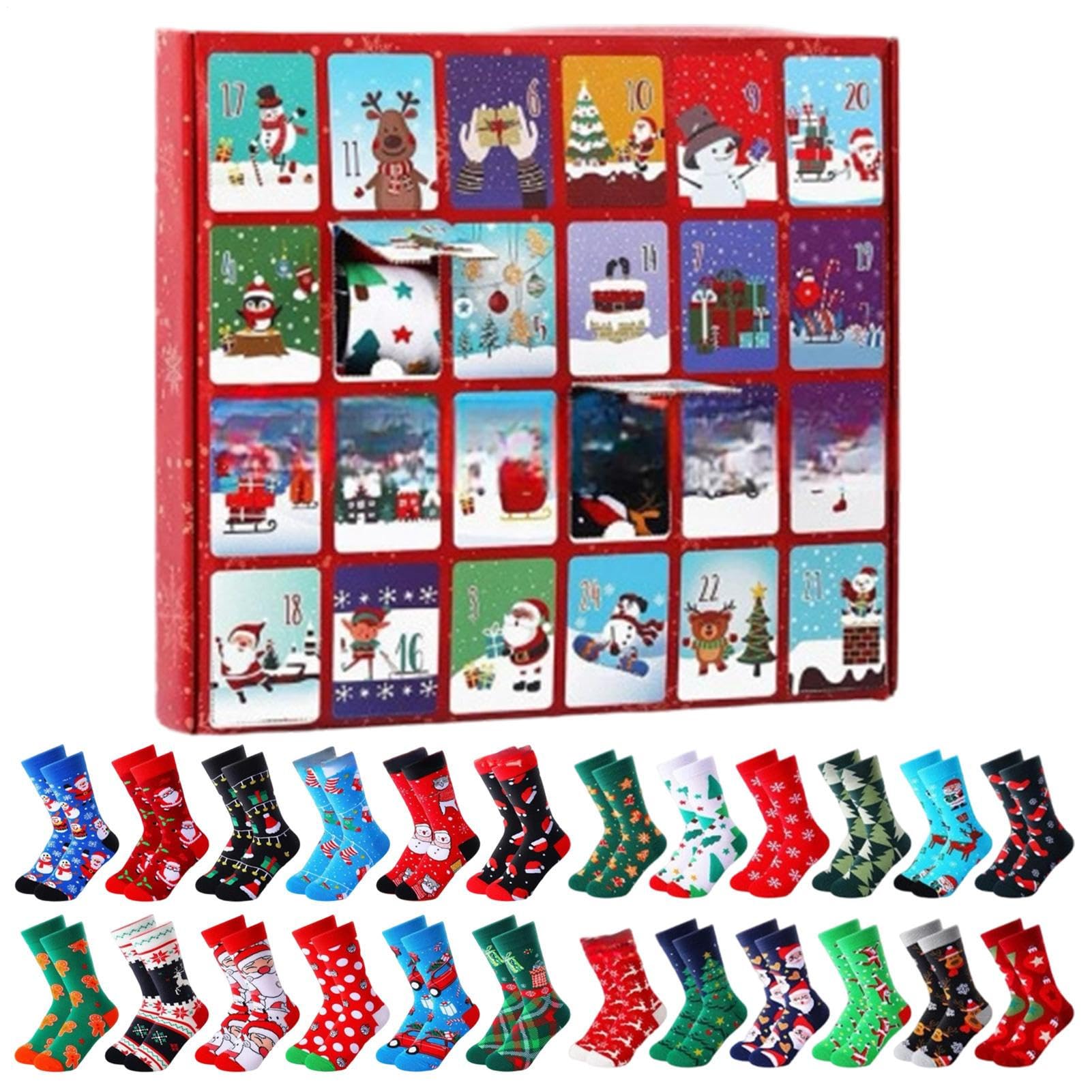 Adventskalender Spielzeug Weihnachts Winter Must-Have | 24 Tage Lustige Socken Adventskalender Für Frauen Für Männer Frauen Jugendliche Teenager Oma Sohn Tochter