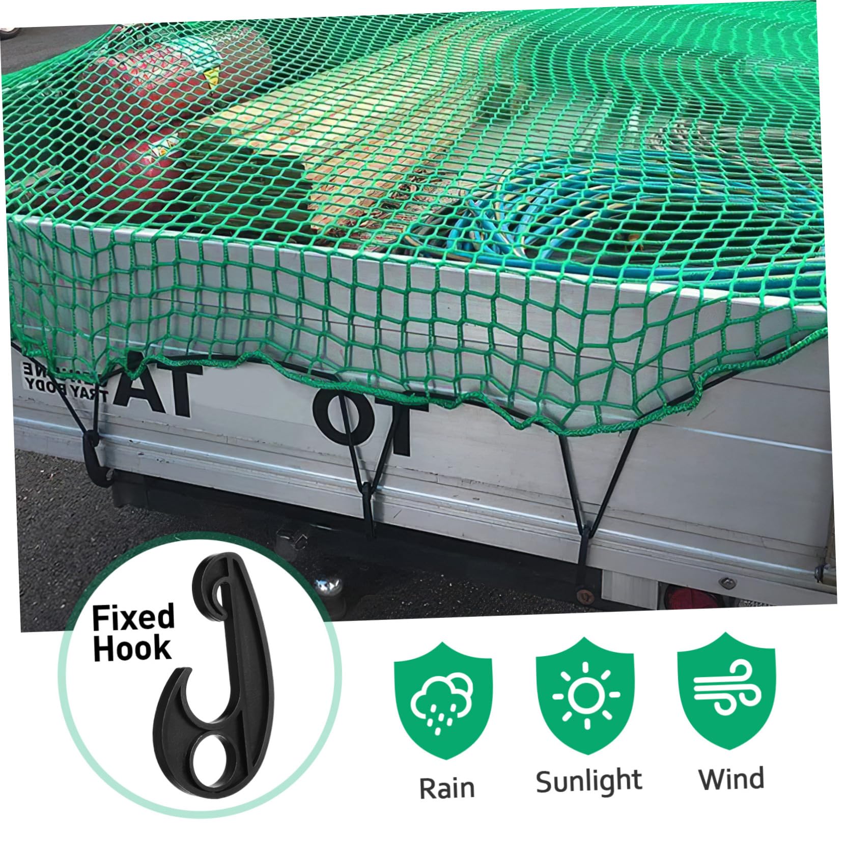 LKW Ladeflächennetz aus Nylon Grün, Reißfestes Netz | Ladeflächen und Gepäckträger, Hält Kleinteile Sicher Zurück, Geeignet für Umzug und Schüttgut