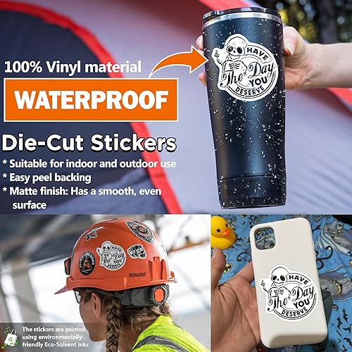 Miniatura 4 de Calcomanías de vinilo impermeable troqueladas con diseño de calavera, troquelada con troquelado, para casco, portátil, botella de agua, teléfono,