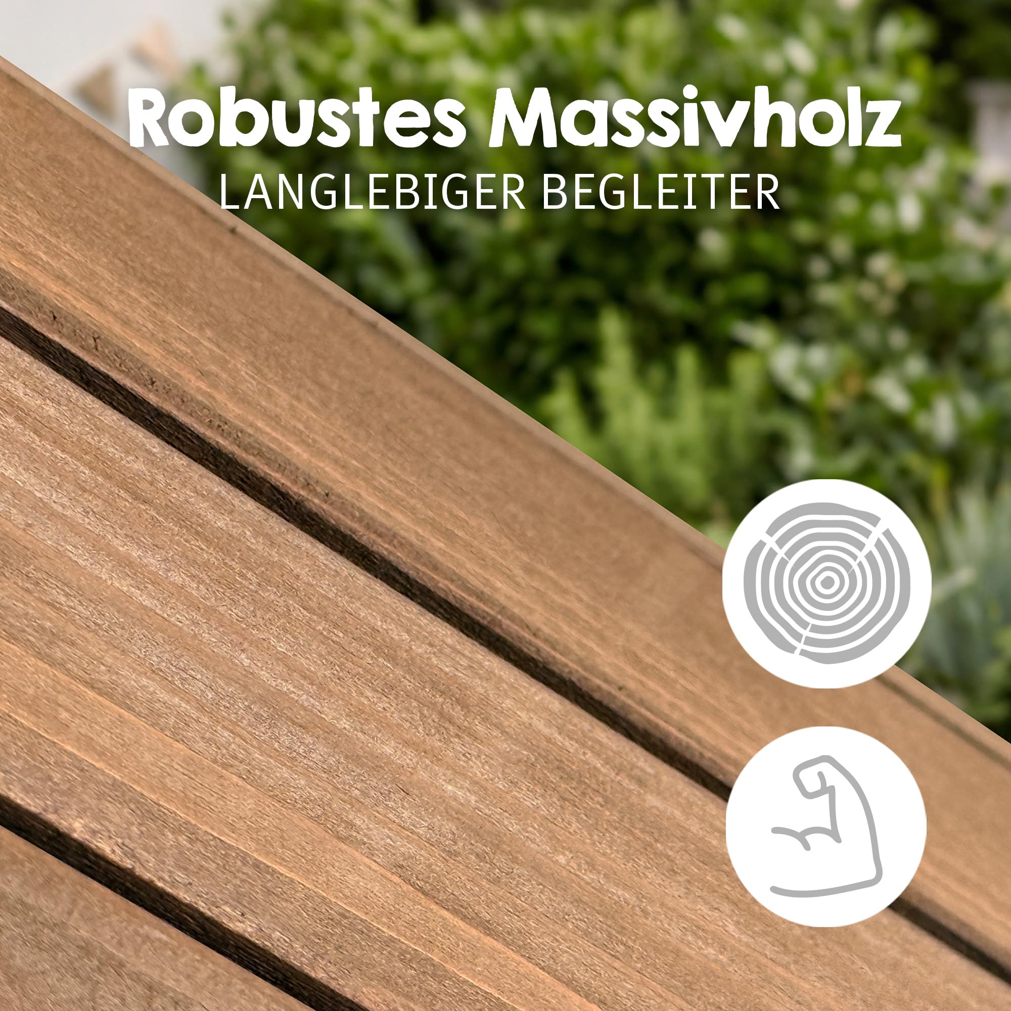 roba Cheval d’extérieur en bois massif - Cheval en bois résistant aux intempéries pour le jardin - Cheval de voltige pour monter, grimper et faire de la gymnastique - En bois durable - Lasuré teck | Jouet en bois durable