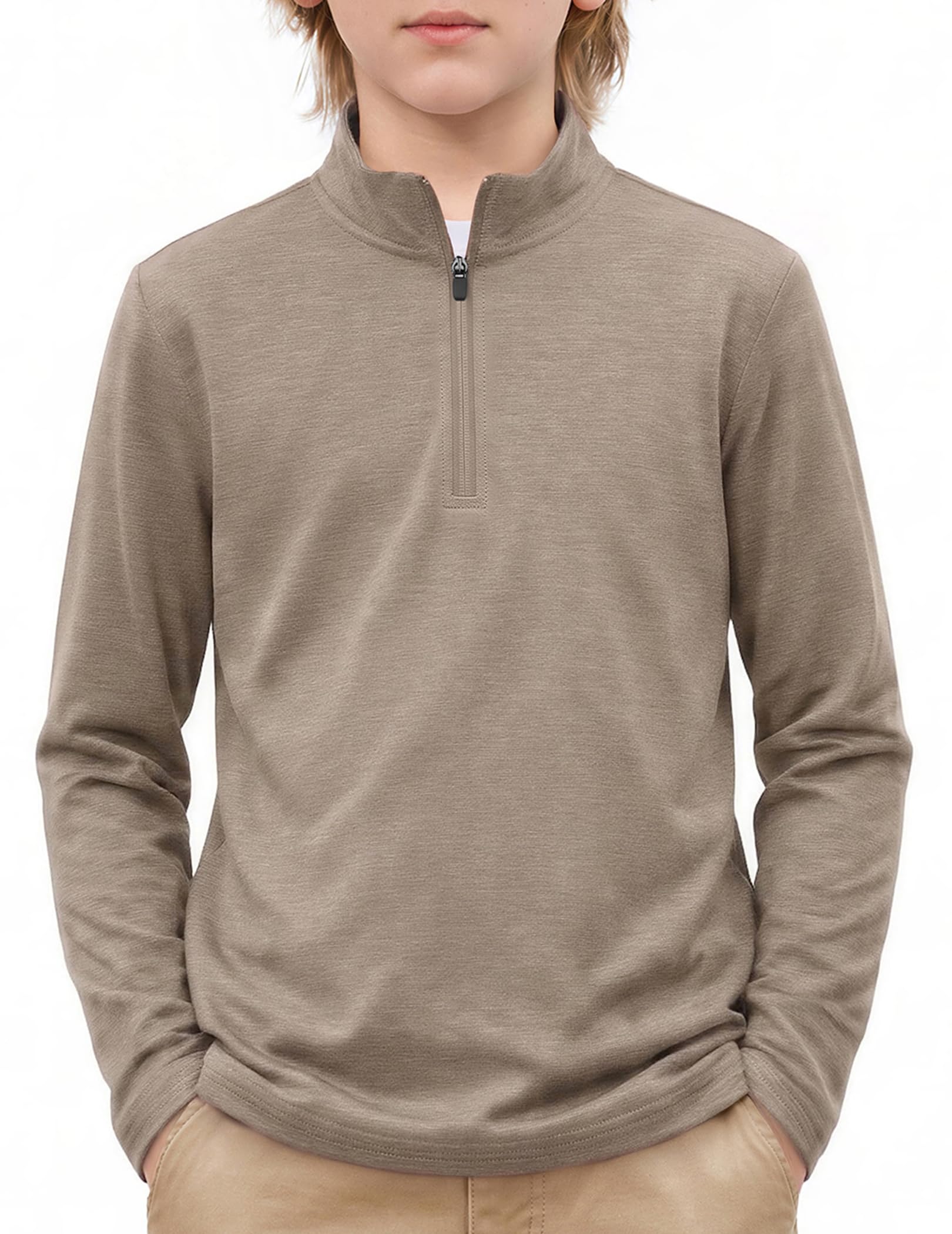 Arshiner Boy's Quarter Zip Pullover Lightweight Mock Neck Active Tops
