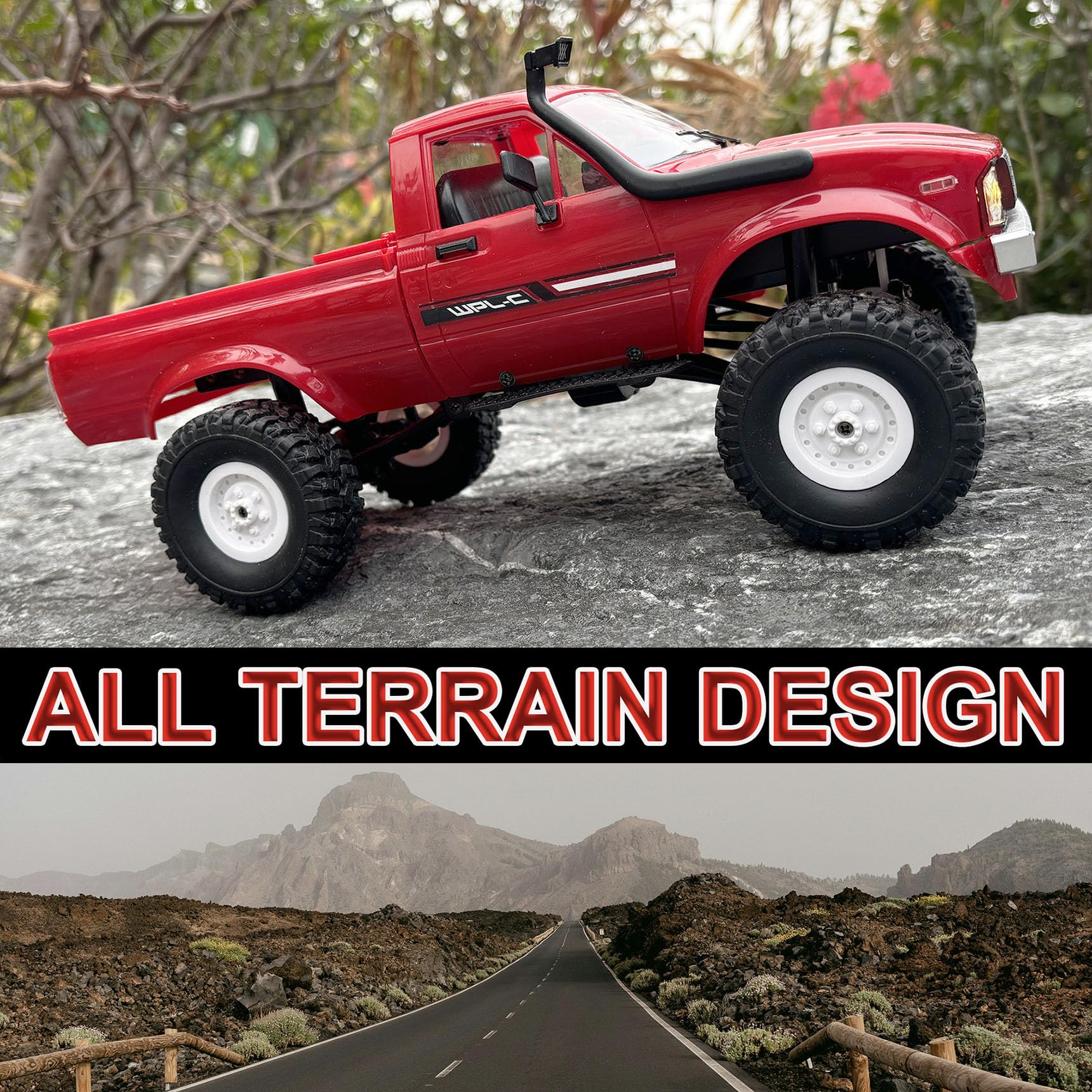 HLSFWDRIVE RC Rock Crawler 4x4 WPL C24 RC Truck Off Road RTR Control remoto a escala 1/16 Crawler todo terreno con dirección proporcional del acelerador 2.4 GHz luz LED juguete para adultos