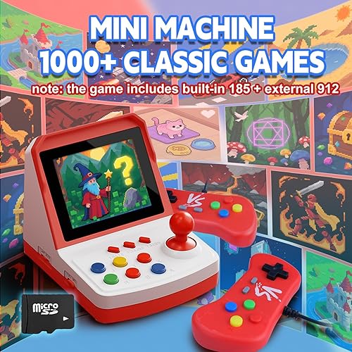 Miniatura 5 de Consola de juegos portátil retro A6, compatible con más de 1000 juegos, pantalla de 3.2 pulgadas, mini estilo de TV, Plug & Play a pantalla grande,