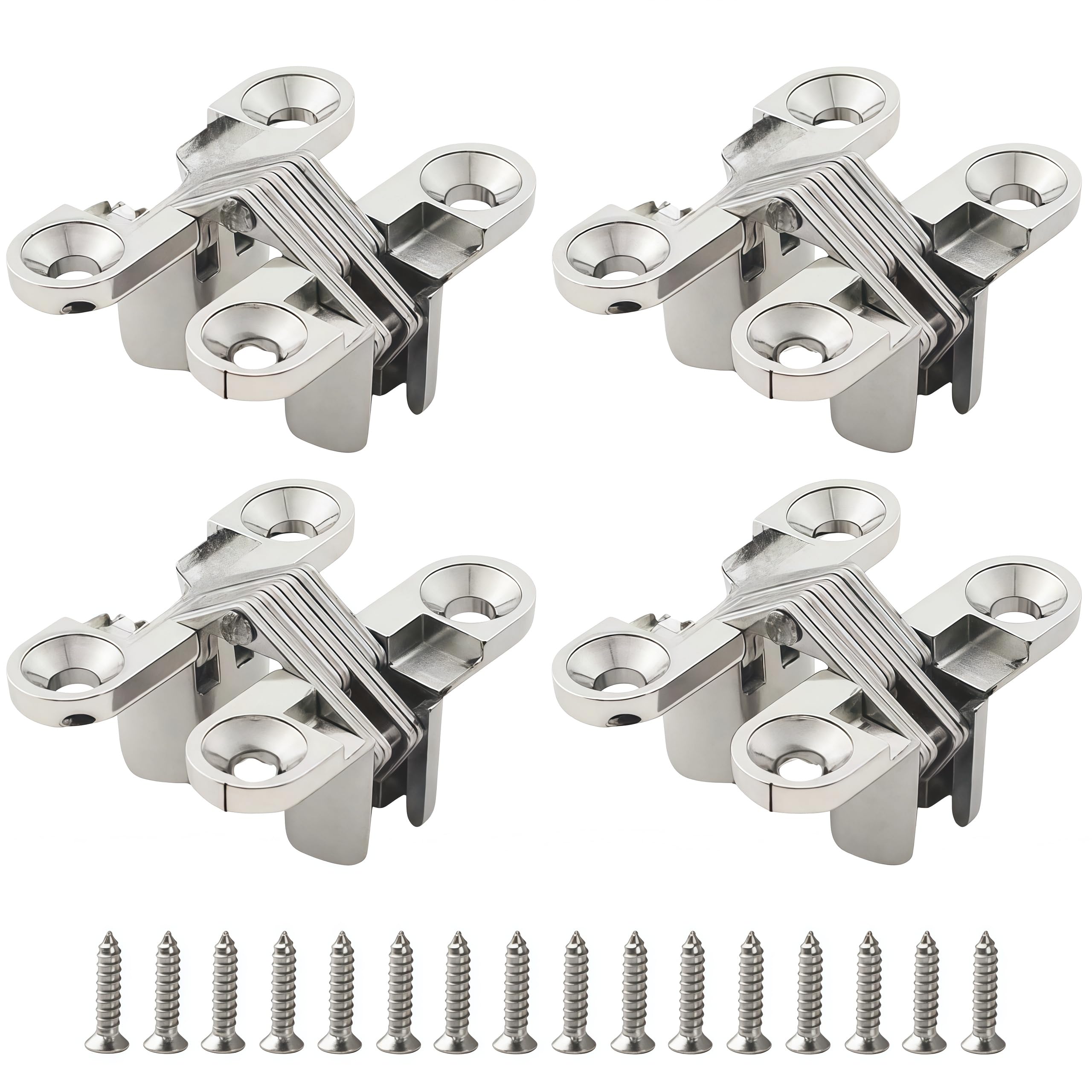 Vbnexyr Silver Folding Hinge 4 Pack Alloy 180 Degree Folding Silent Concealed Hinges For Cabinet Doors And Windows Classic Style