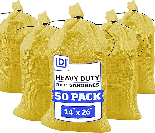Miniatura 23 de DURASACK Bolsas de arena resistentes con cuerdas de amarre, bolsas de arena de polipropileno tejidas vacías para control de inundaciones con 1600
