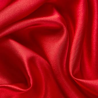 Red Satin Fabric by the Yard - Silky, Shiny, Soft Satin Cloth - DIY Sewing Material for Dress, Lining, Wedding Decorations, Draping, Crafts, Costumes - 1 Yard x 57 inch