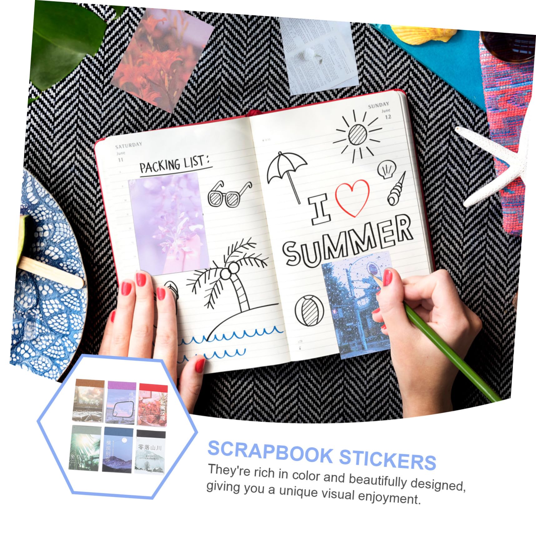 NUOBESTY 18sets Adesivi Creativi Per Scrapbooking e Diario Album Fai Da Te Decorativi Adesivi Fotografici Per Taccuino Viaggio e Progetti Manuali Per Album Decorativo