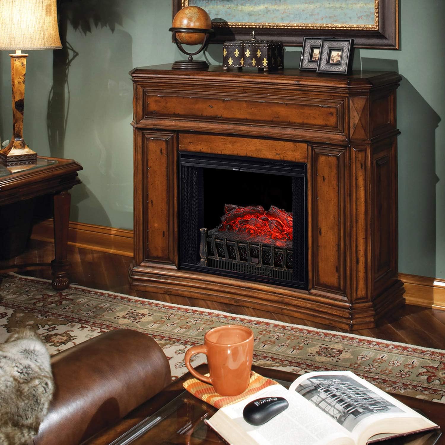 Uр Tо 40% оƒƒ OVASTLKUY Electric Fireplace Logs Heater Portable Fireplace Stove Heater with Remote Control Infrared Quartz Set Freestanding Fireplace with Realistic Flame(005)