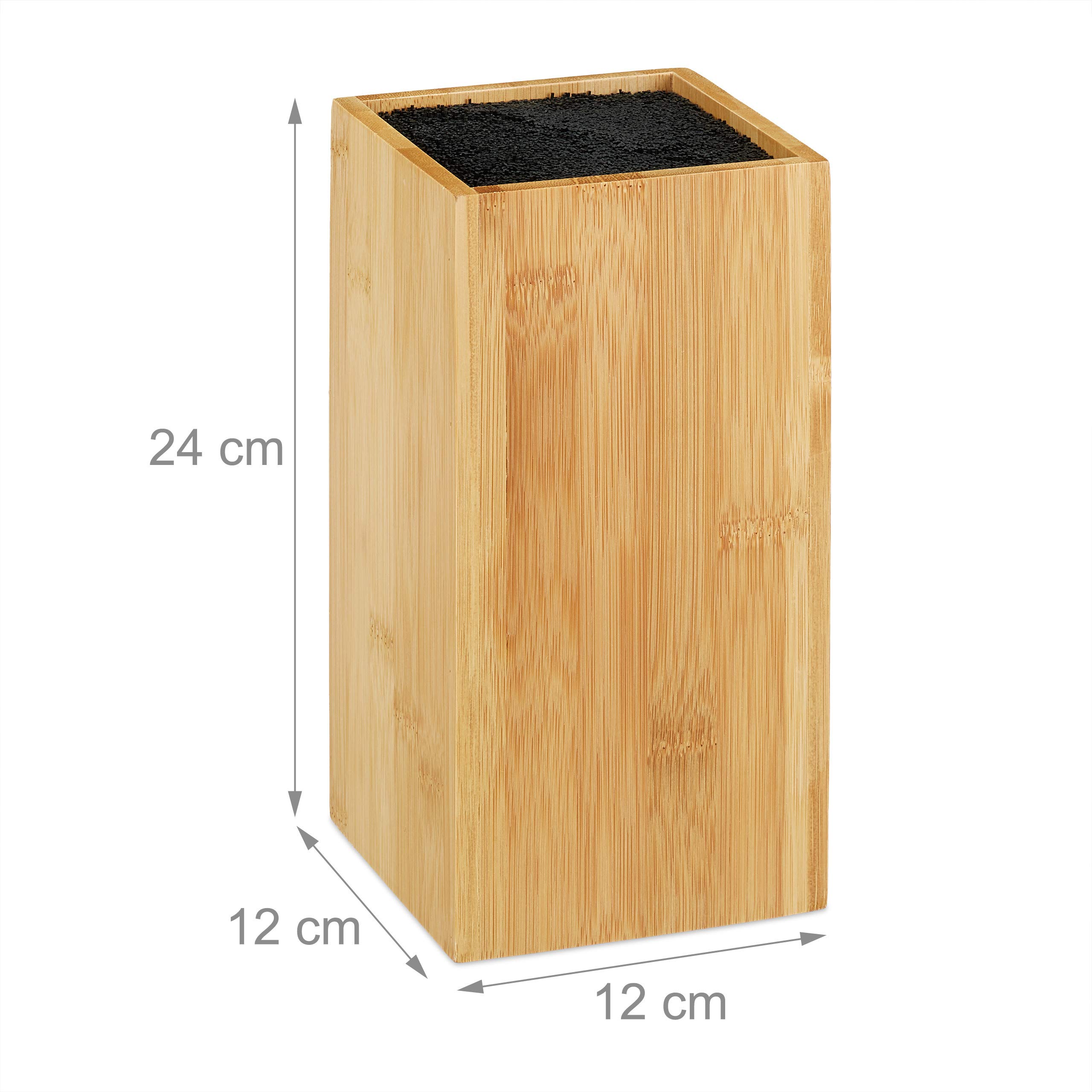 Relaxdays Ceppo Portacoltelli, Vuoto, con Setole, Spazio per 6 Coltelli, Universali, HxD 24x12 cm, legno naturale
