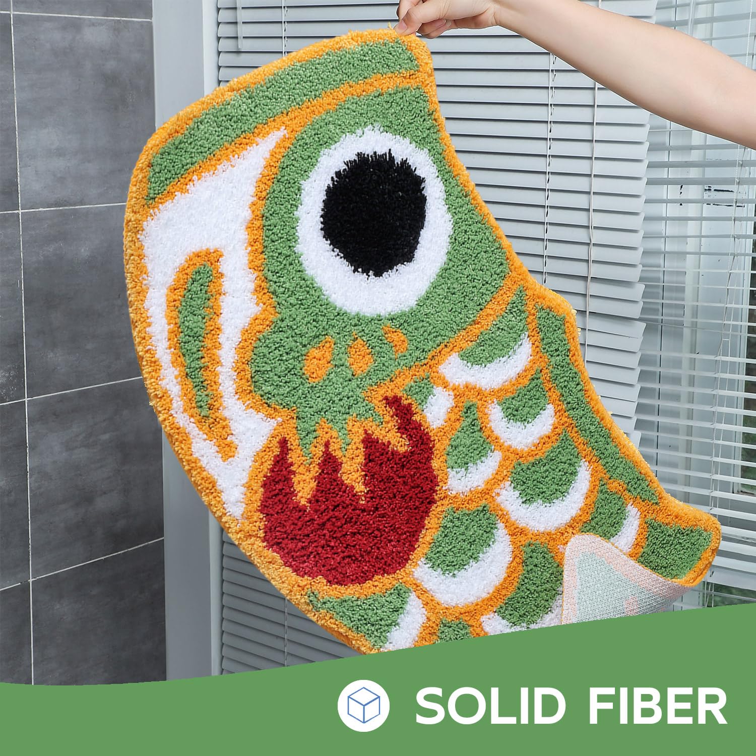 Feblilac Cute Bathroom Rug Soft Green Fish Bath Rugs, Japanese Koi Decor Accent Rug - Image 4