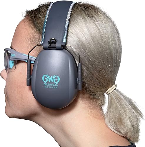 Miniatura 4 de Allen Company Juego combinado de gafas protectoras de seguridad y orejeras para niñas con pistolas, grisverde azuladonegro, talla única