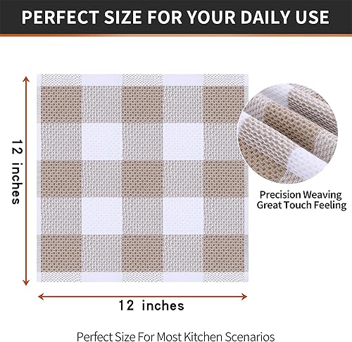 Miniatura 5 de Homaxy Trapos de cocina a cuadros de 100% algodón, 12 x 12 pulgadas, paños de cocina súper suaves y absorbentes, de secado rápido, paquete de 12,