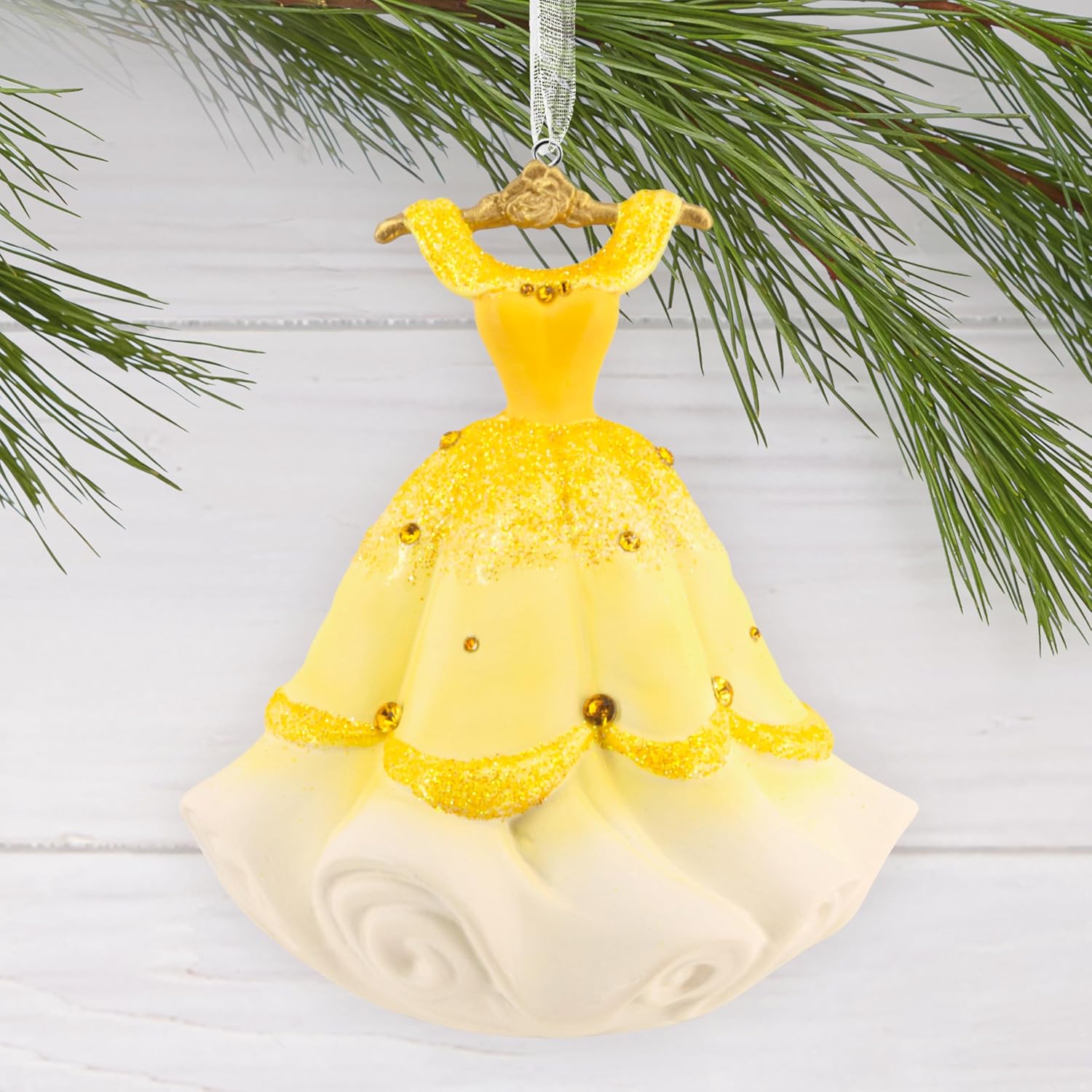 Hallmark Disney Princess Belle's Gown Christmas Ornament, Ceramic, Gifts for Disney Fans - Image 3