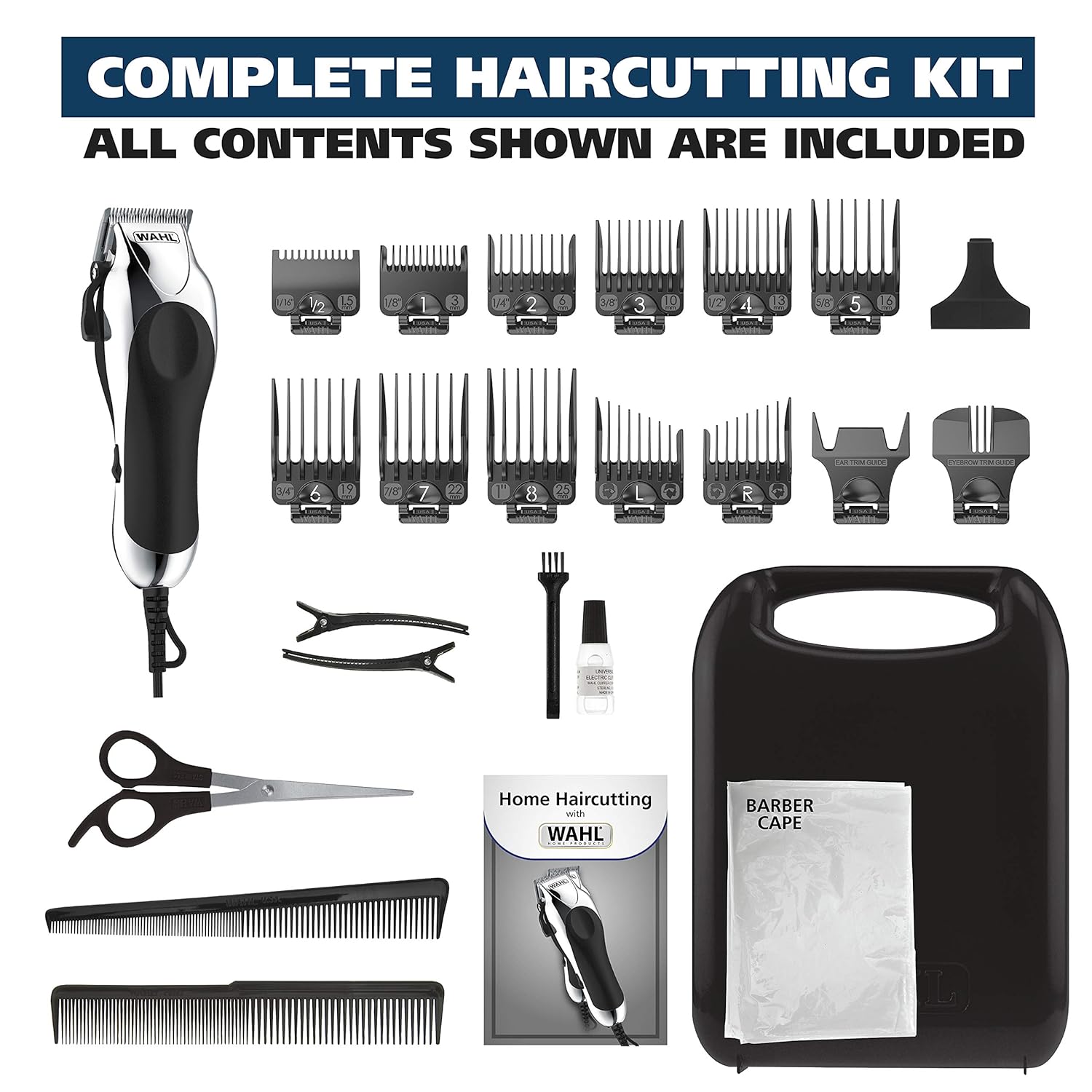 Wahl Chrome Pro Complete Haircutting Kit for Men – Powerful Total Body Clipping, Trimming, & Grooming - Model 79524-2501 : Beauty & Personal Care