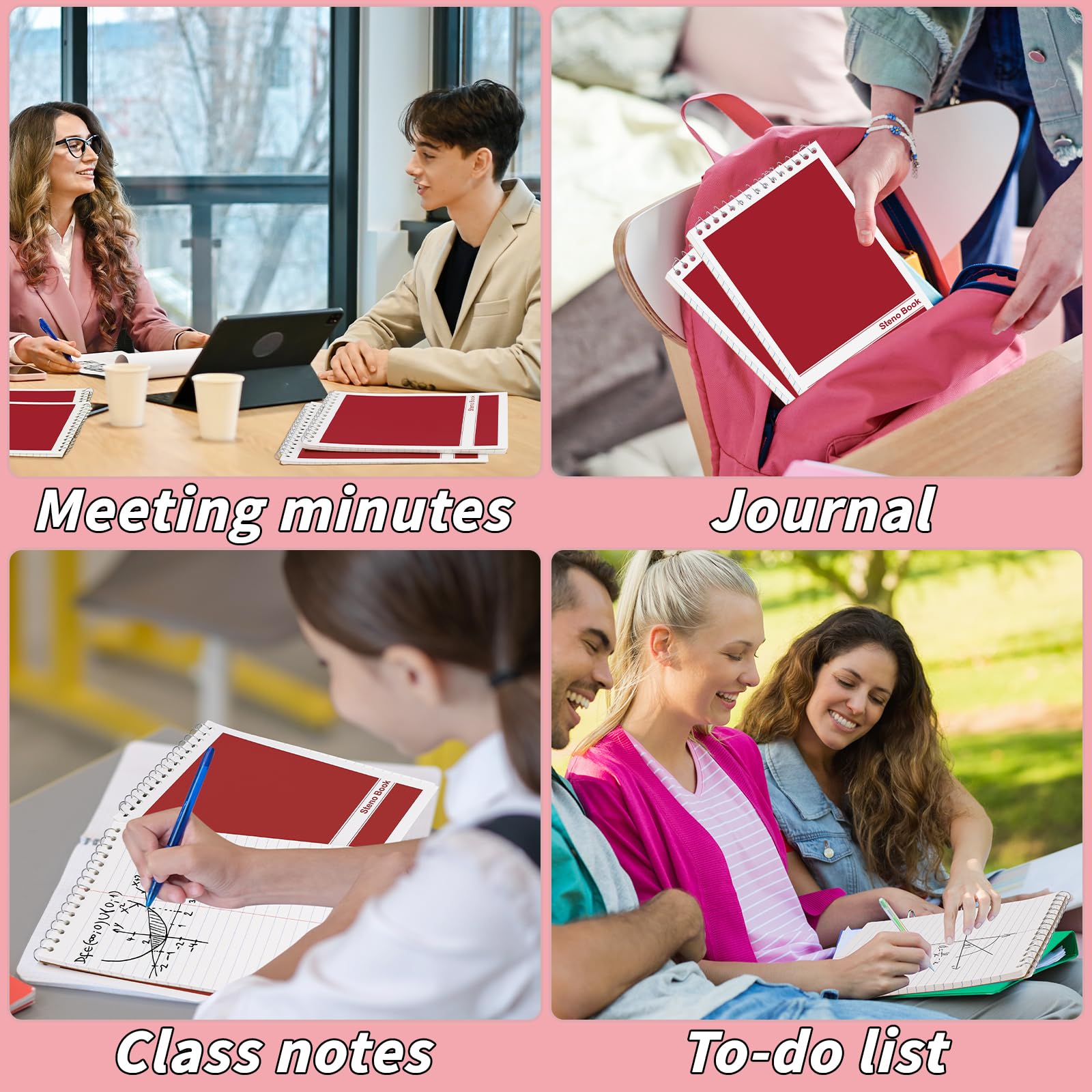 Confezione da 16 blocchetti Steno da 15,2 x 22,9 cm, con parte superiore a spirale, 60 fogli di carta da scrittura con regole Gregg, quaderni per studenti, insegnanti, uomini, donne