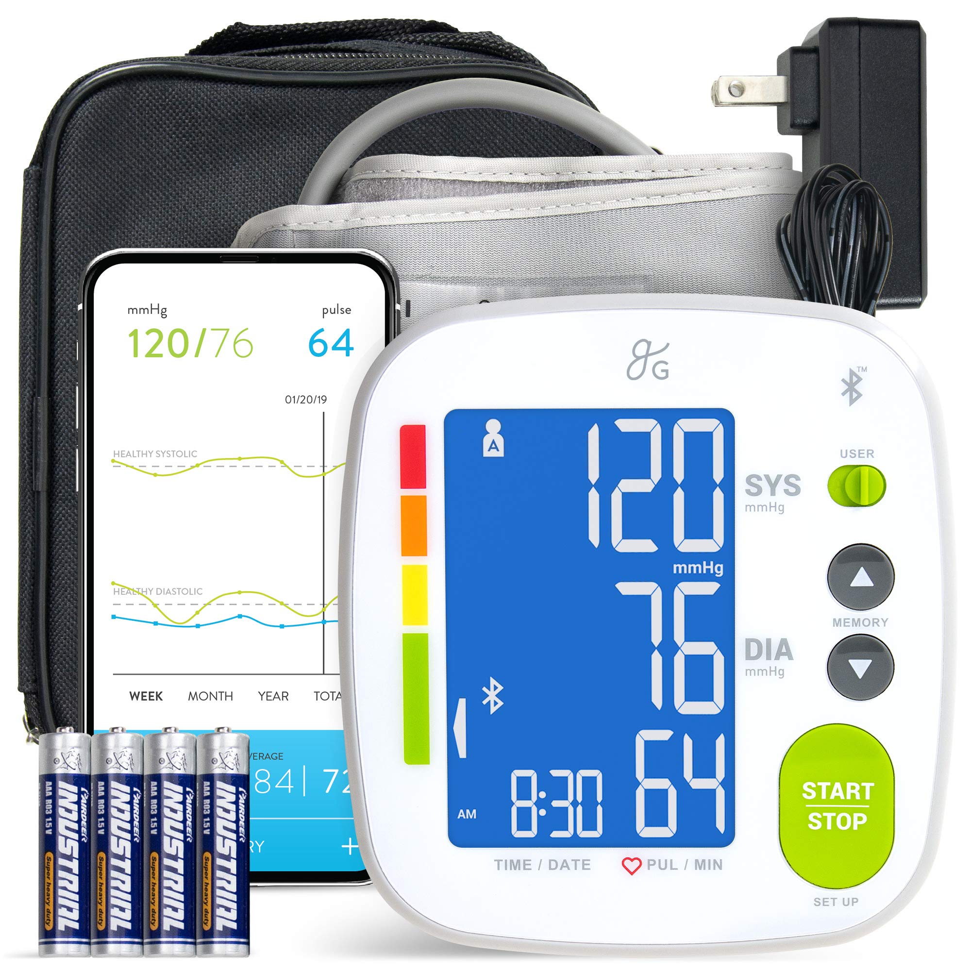 Bluetooth Blood Pressure Monitor Cuff by Balance with Upper Arm Cuff,  Digital Smart BP Meter With Large Display, Set also comes with Tubing and  Device ...