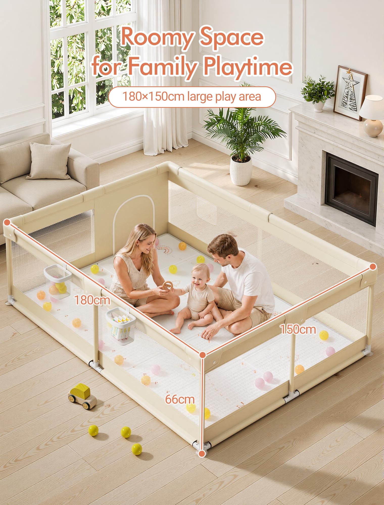 Parc bébé XXL avec tapis 150x180 cm pour jouer en toute sécurité