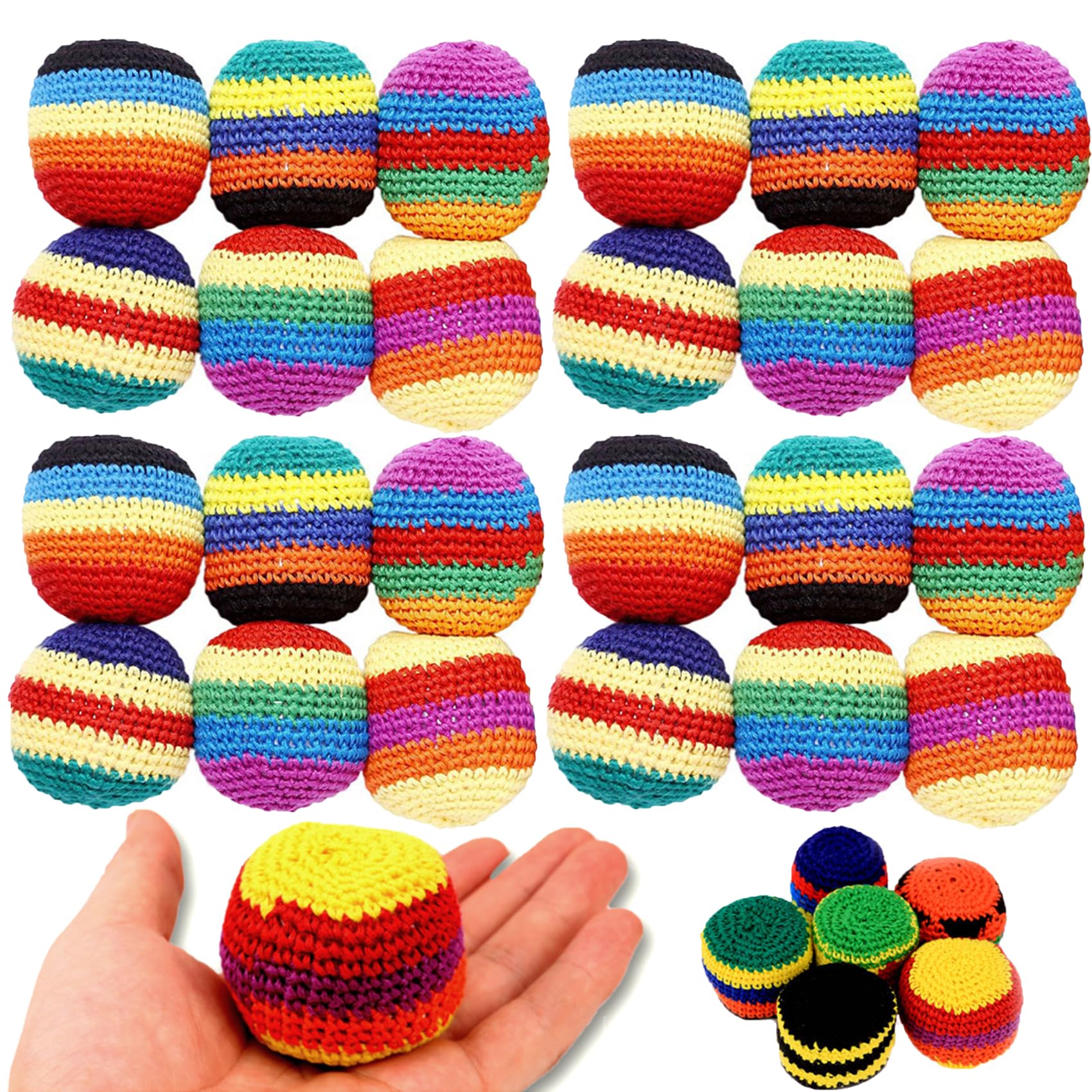 6PCS Hand-Made Knitted Hacky Sack, 2026 Upgraded Assorted Foot Bag Crochet Hacky Sacks for Adults, Juggling Balls for Beginners, Multicolored Geometric Pattern, Ready-to-Use Hacky Sacks (6pcs) — view 9