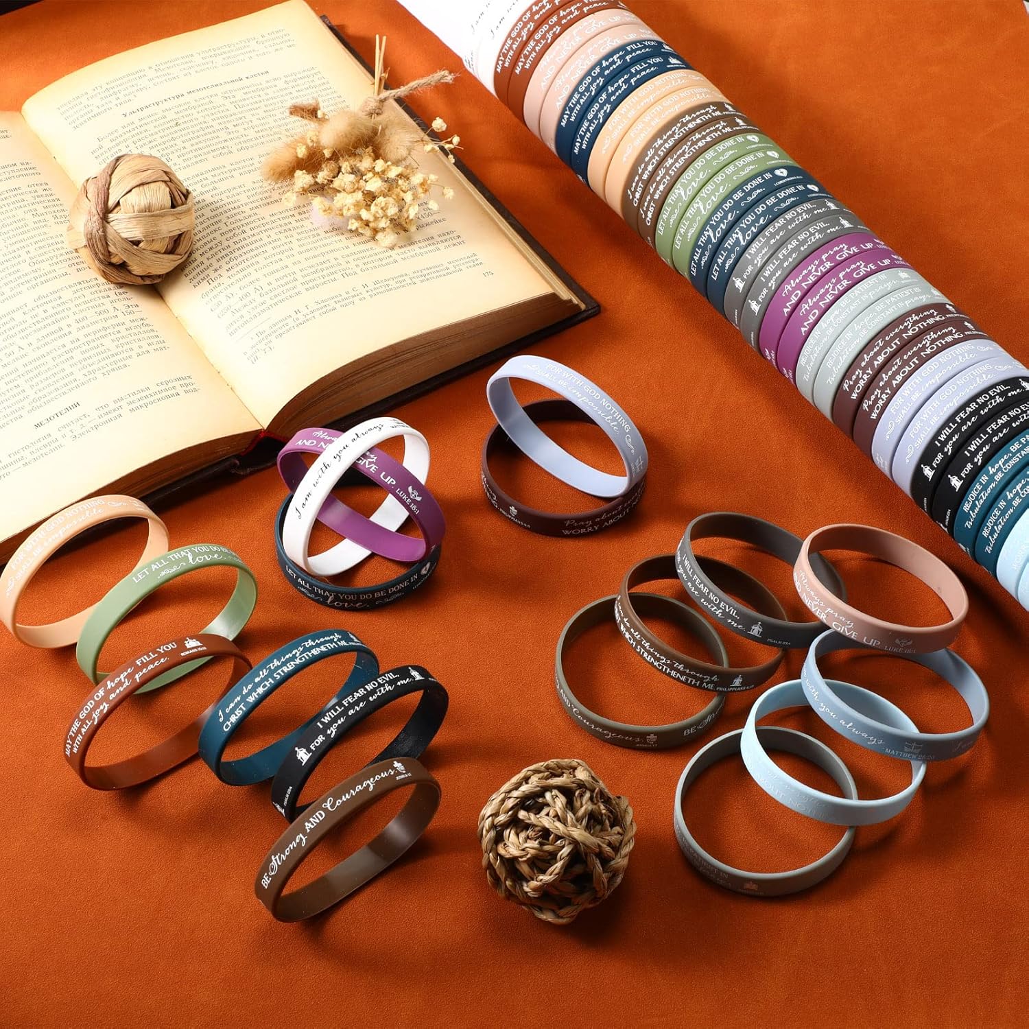 Roowest 200 Pcs Christian Silicone Wristband Bulk Gifts Bible Verse Bracelet Religious Rubber Wristband Inspirational Gift for Grandparents Kids Church Activities - Image 5