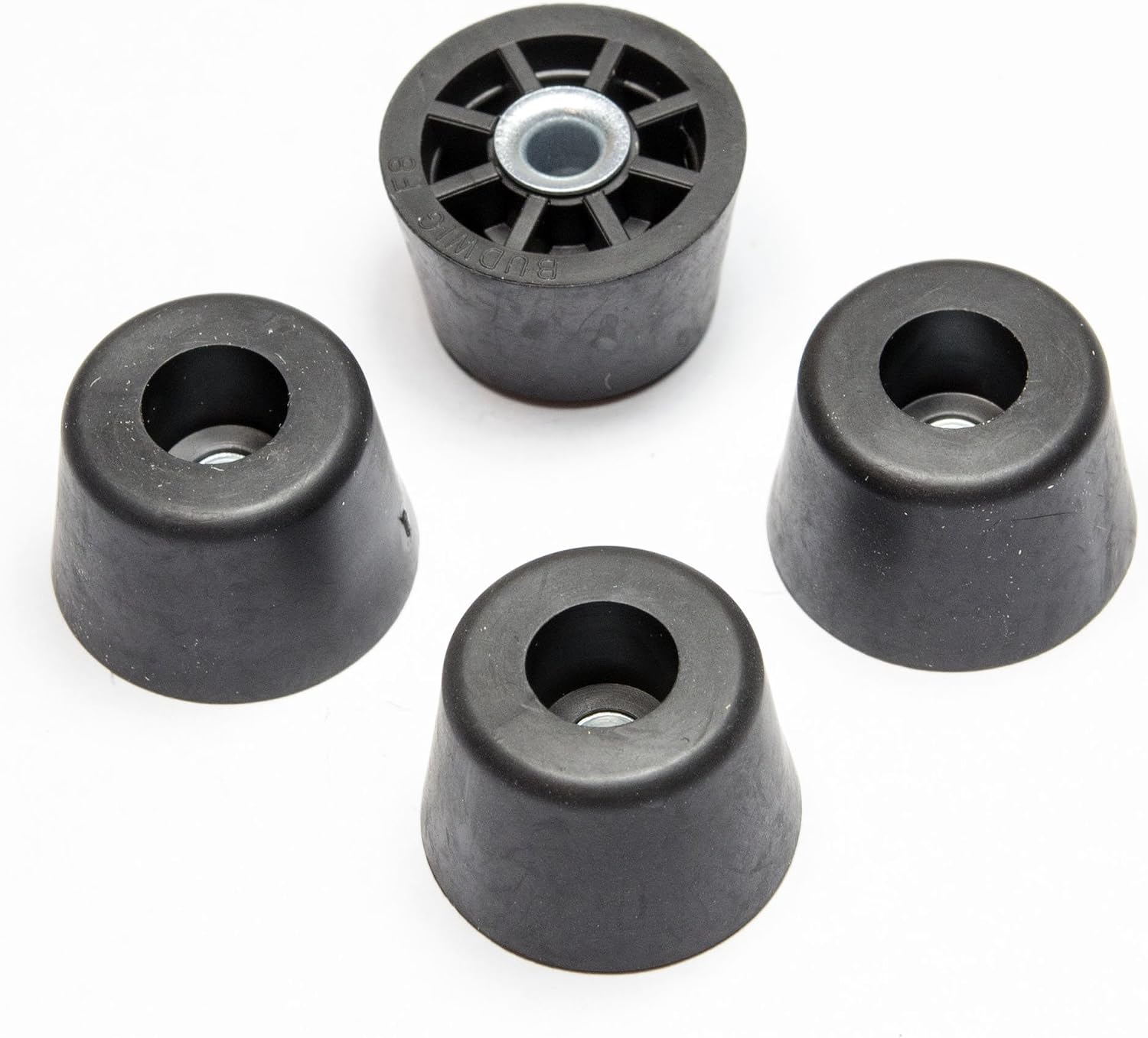 20 Medium Extra Tall Round Black Rubber Feet w/Metal Insert – .625" H x .932" W - Heavy Duty/Non-Marking - Perfect for Furniture, Tables, Chairs, Desks, Benches, Sofas, Beds, Chests - Made in USA