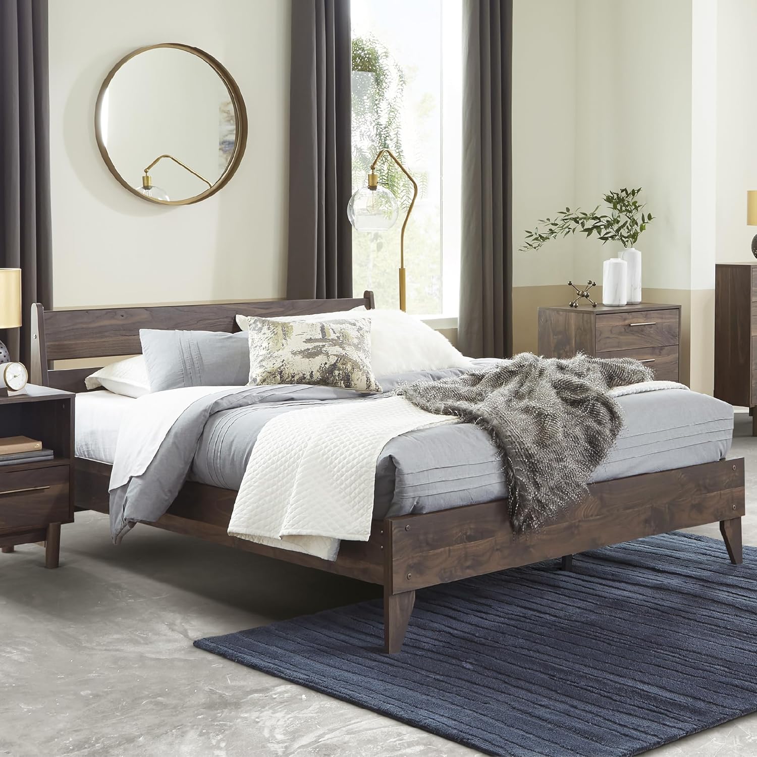 Signature Design by Ashley Calverson Casual Full Panel Platform Bed, Foundation or Box Spring Not Needed, Dark Brown