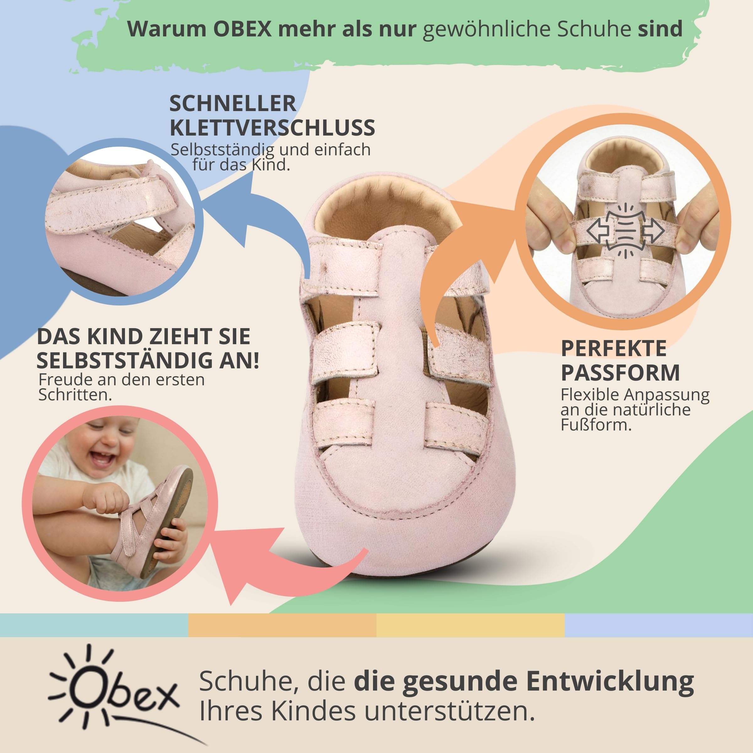 Obex pantofole da bambino in pelle antiscivolo primi passi EU 19-32