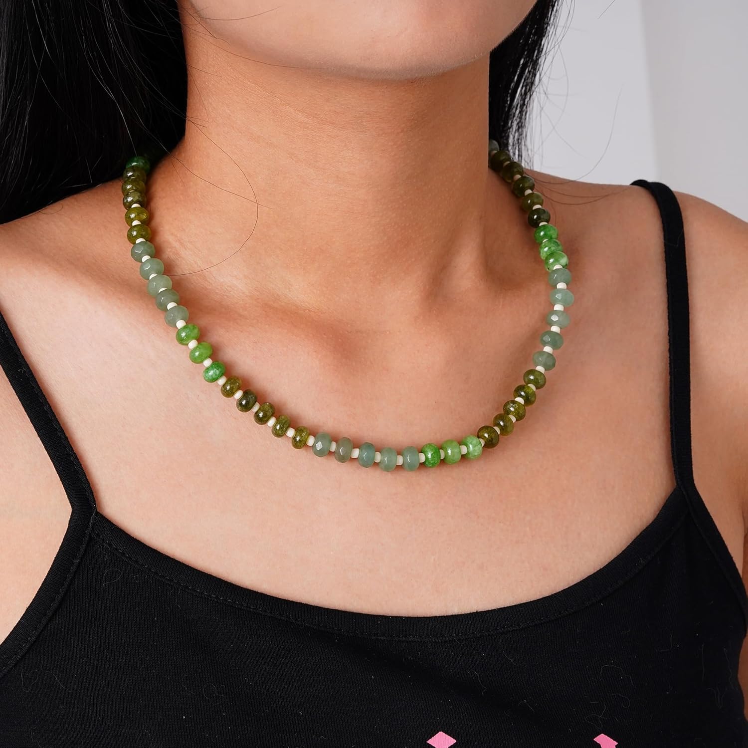 LALAPPLE Colorful Beaded Gemstone Necklace for Women, Boho Rainbow Bead Choker with Natural Stone Crystal Beads, Handmade Summer Beach Necklace Jewelry - Image 2