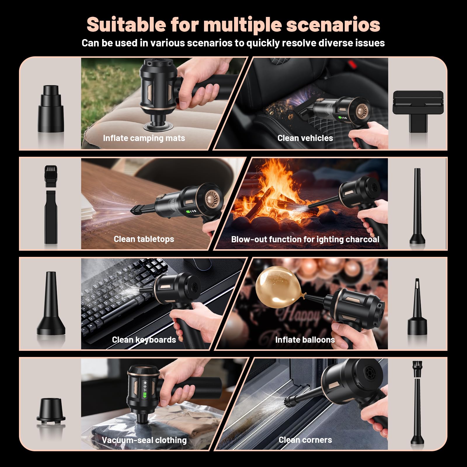 SLOKSFil 2026 Aspiradora de Mano,28000PA Aspiradora Mini 4 en 1 Sin Cable, Autovaciado con un Solo Botón y, 3 Niveles de Succión Motor sin Escobillas, para el/HogarPelos/Animales/Cocina
