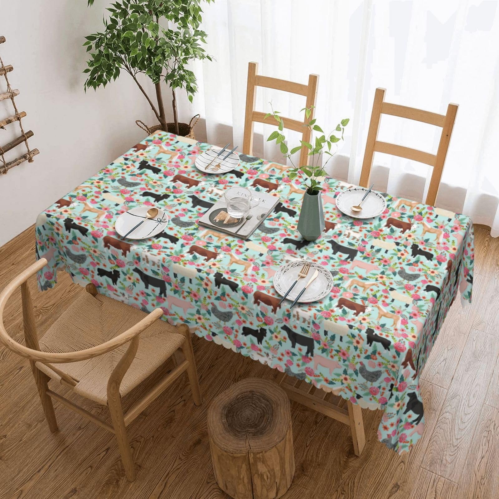 Nappe rectangulaire imprimé animal de la ferme pour buffet événementiel et décoration