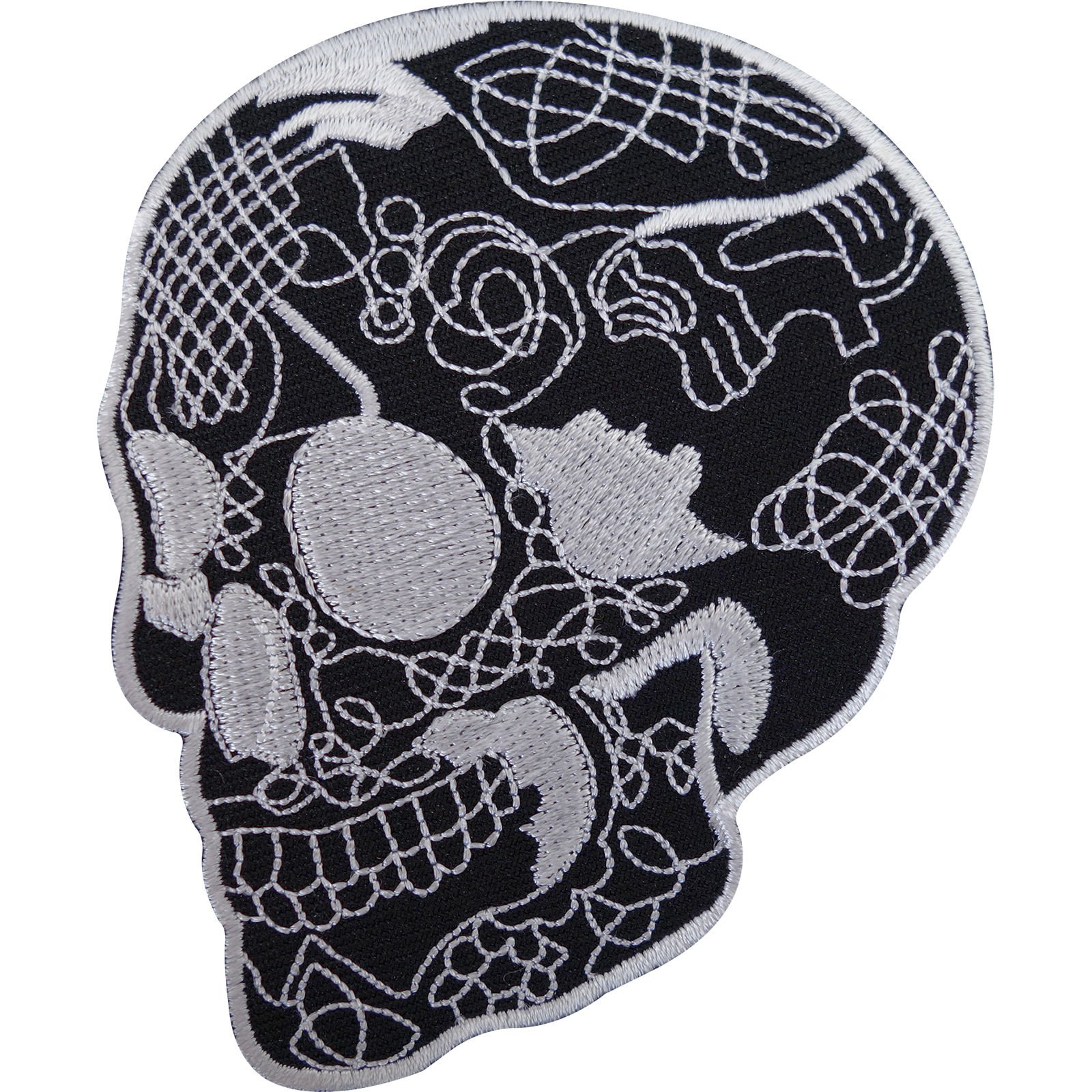 Ellu Black Skull Patch Embroidered Iron Sew On Motorcycle Jacket Bag Rockabilly Badge