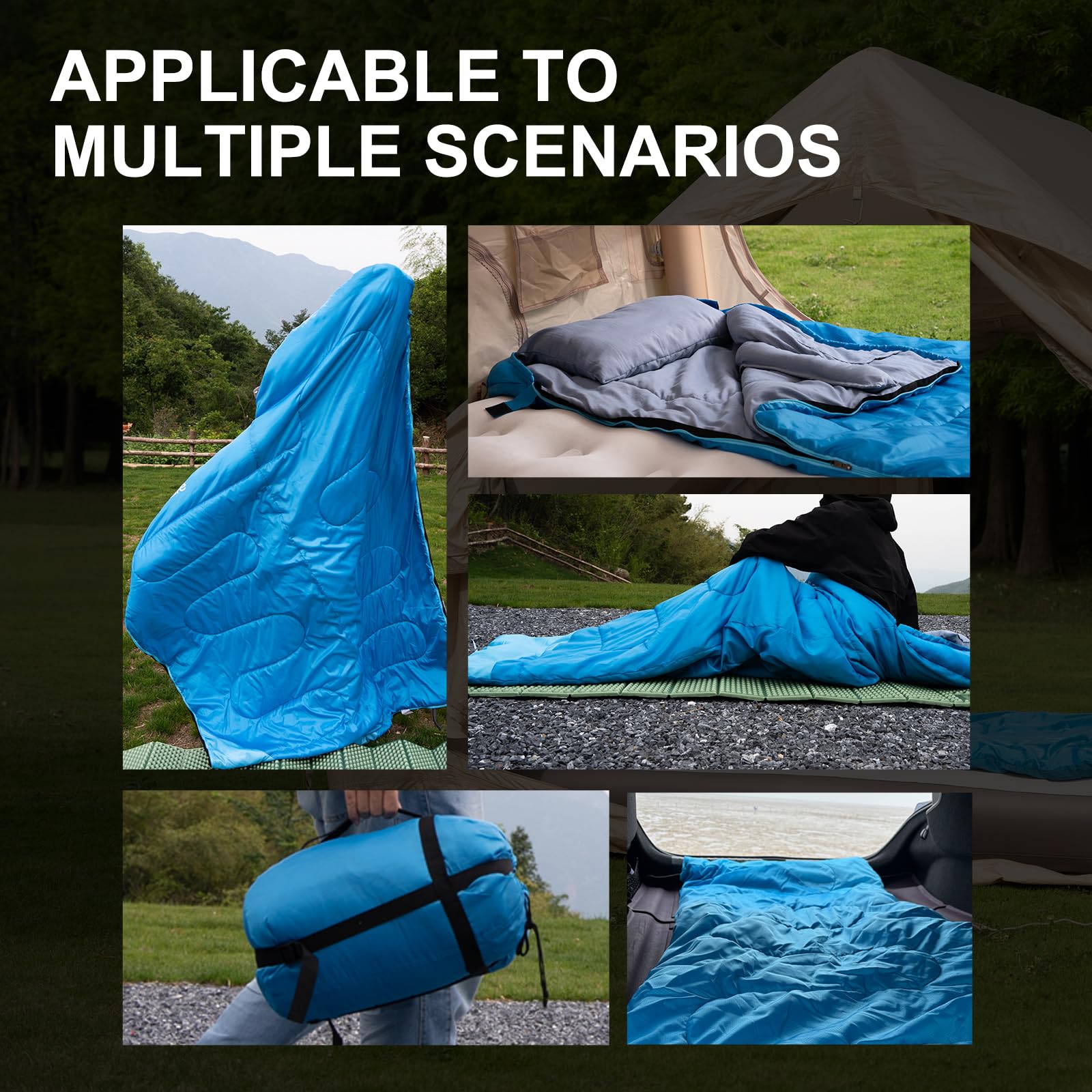 Adult Sleeping Bag with Pillow Comfortable Durable & Waterproof Lightweight for Adults Kids Spring Summer Autumn 3 Seasons Travel Camping Outdoor