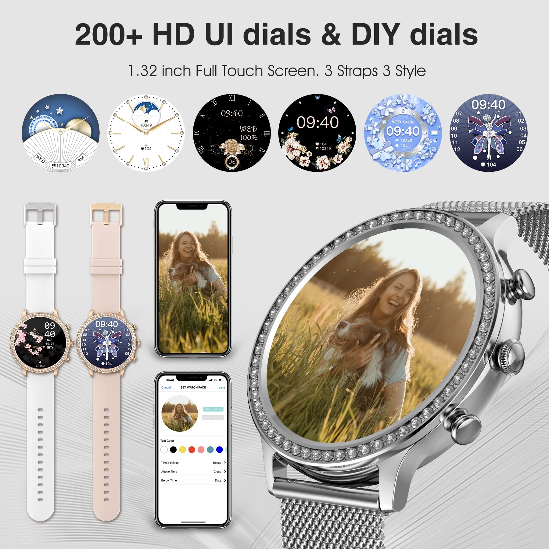 Smartwatch Uomo Donna con Effettua o Risposta Chiamate, 1.32" Orologio Smartwatch Contapassi/Cardiofrequenzimetro/Sonno, 120+ Modalità Sportivo Fitness Tracker, IP68 Smart Watch Android iOS（argento）