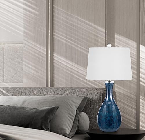 Miniatura 4 de Limburg - Lámpara de mesa de vidrio de 3 vías de 150 W con pantalla de tela de tambor cónico. Precio y venta por pares