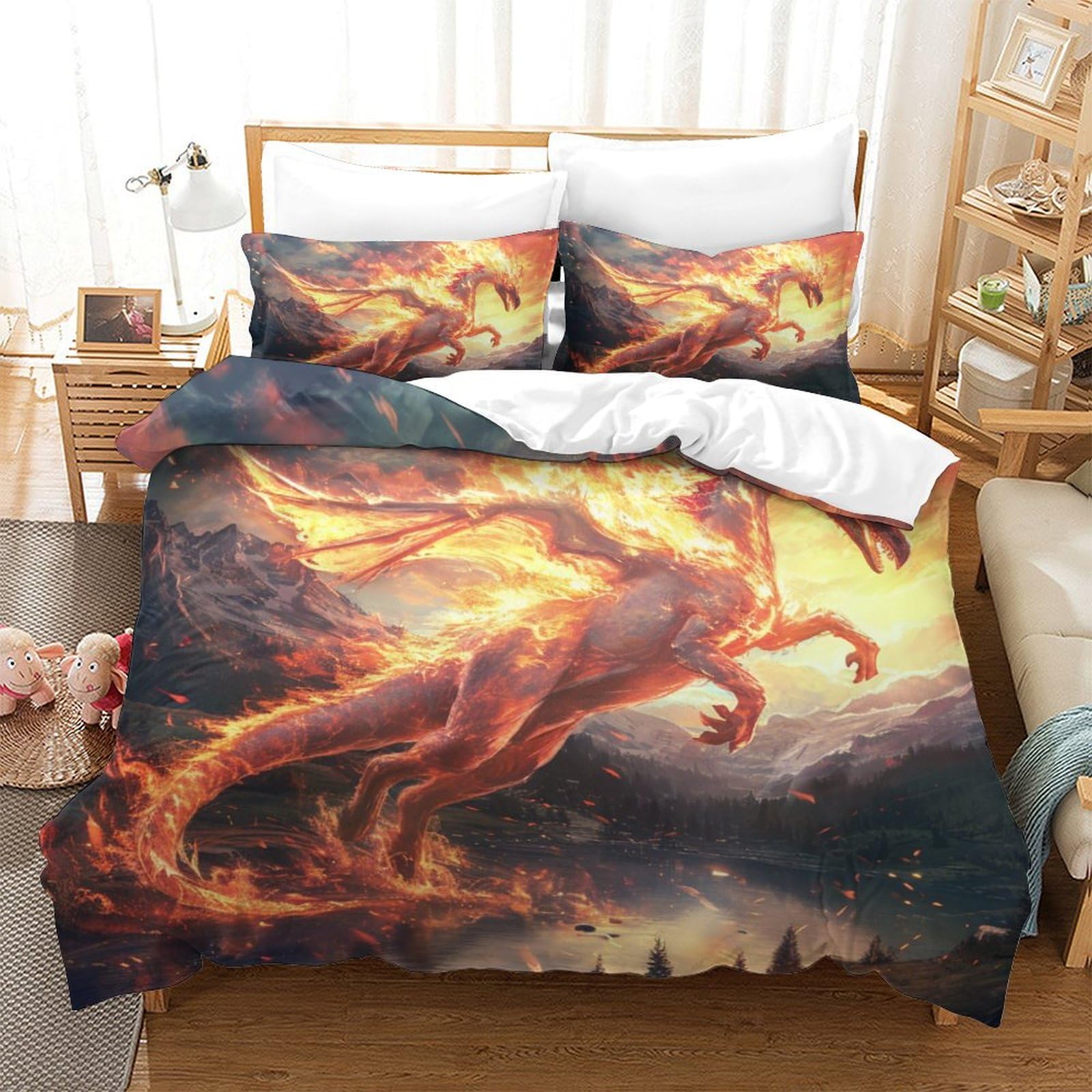Linge de lit ptérosaure imprimé 3D en microfibre super douce finitions premium