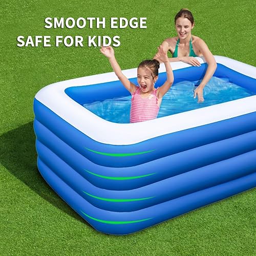 Miniatura 3 de Piscina inflable, piscina familiar inflable de 70 x 55 x 29 pulgadas, fiesta acuática de verano, adultos, al aire libre, jardín, patio trasero