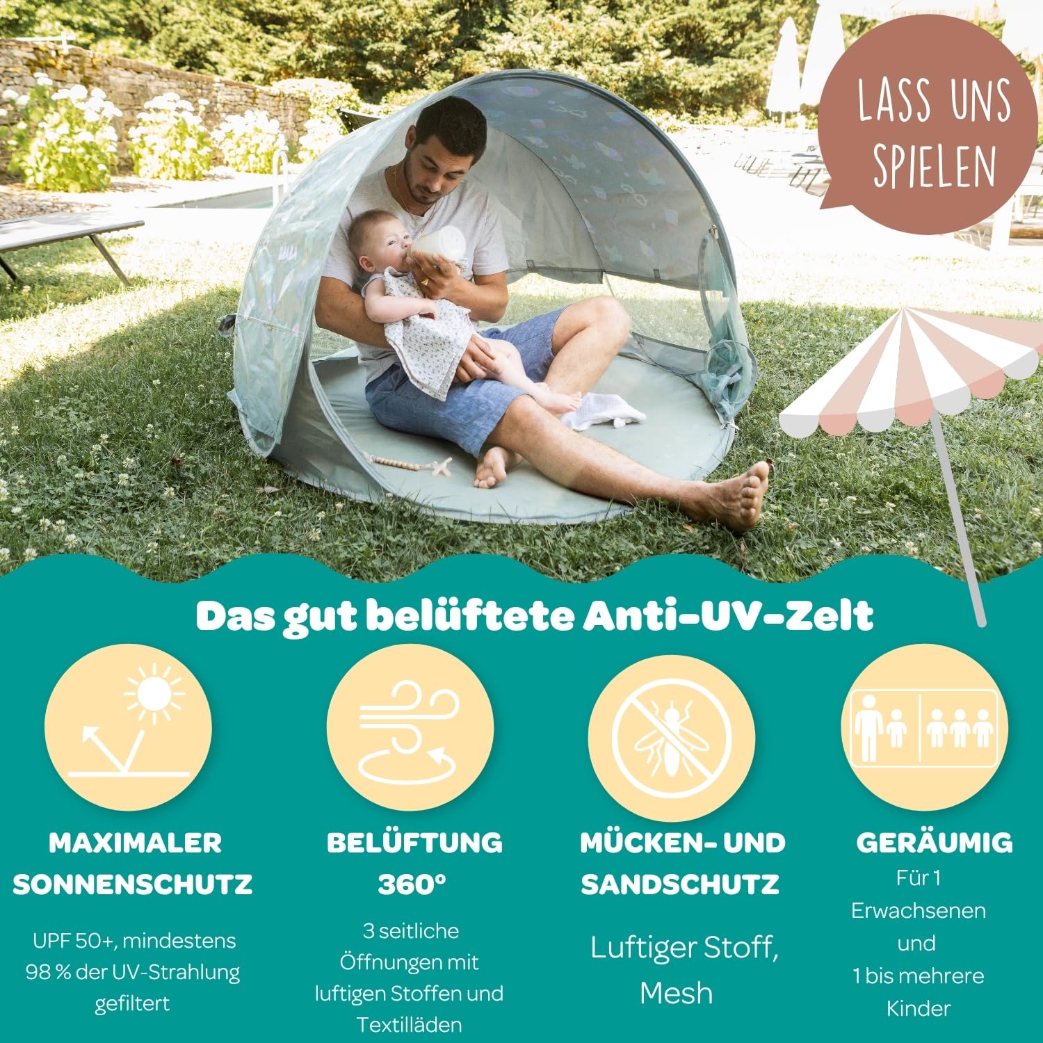 BÉABA, Pop-Up Strandzelt, Baby Strandmuschel UV