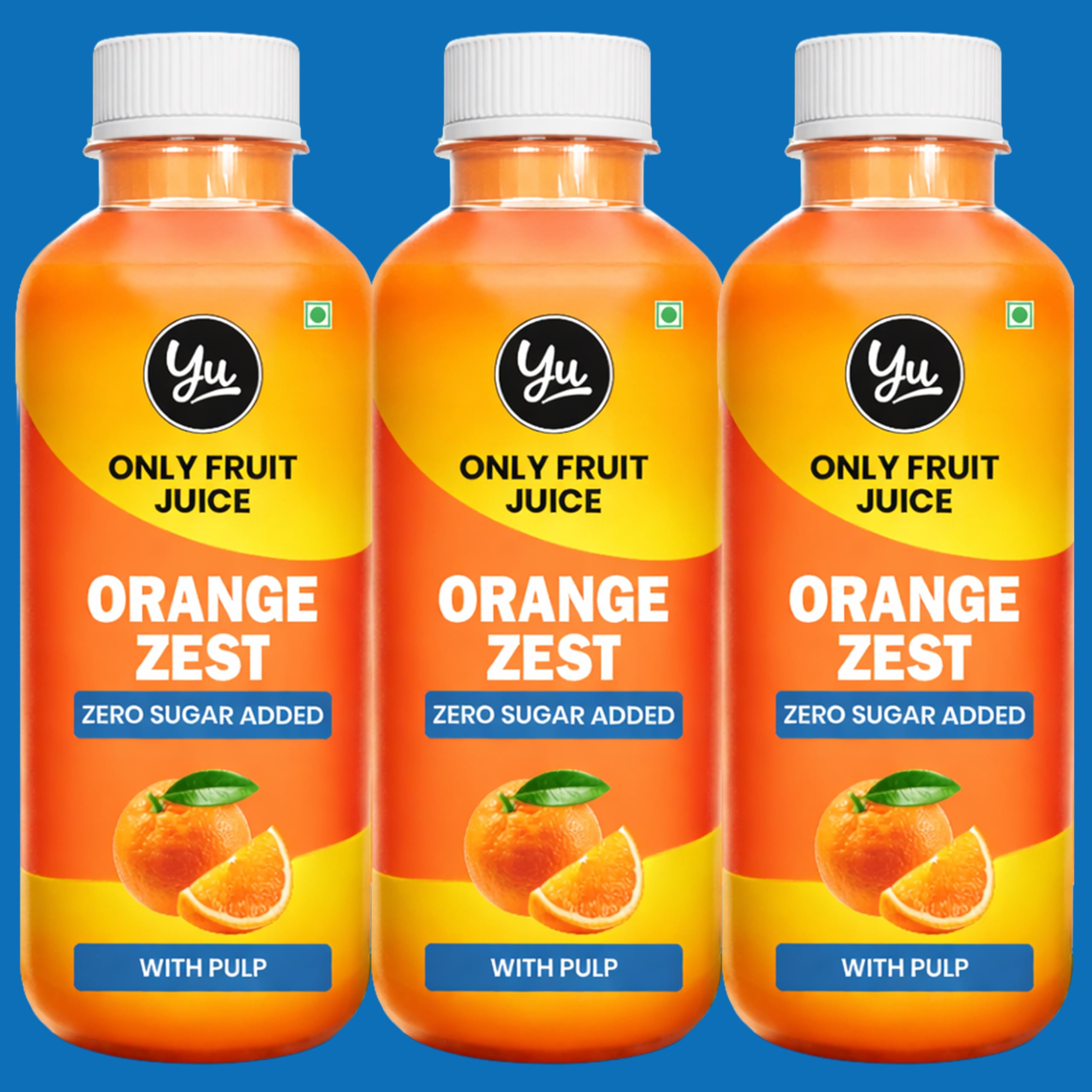 Orange Zest - With Pulp - Pack of 3 - Only Fruit Juice - No Added