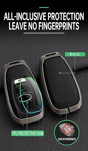 Miniatura 5 de ontto Funda para llave de automóvil inteligente con control remoto de metal, carcasa de cuero para Subaru BRZ Legacy Outback Ascent Crosstrek