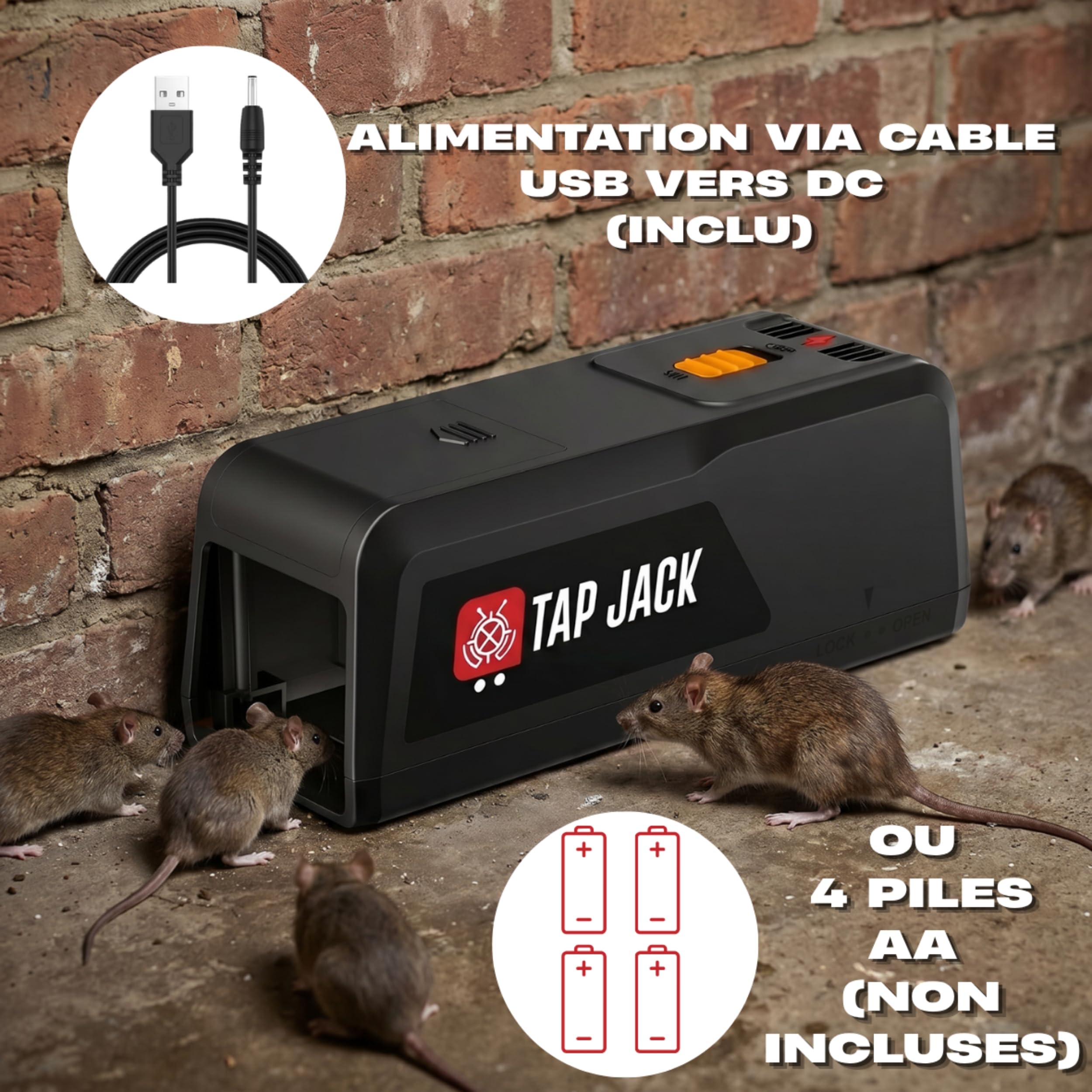 Piège À Rat Et Souris Électrique 2800V – Réutilisable Et sans Poison – Capture Rapide Et Hygiénique – Fonctionne par USB Ou 4 Piles AA – Sécurisé pour Maison, Garage, Cave, Cuisine Et Entrepôt