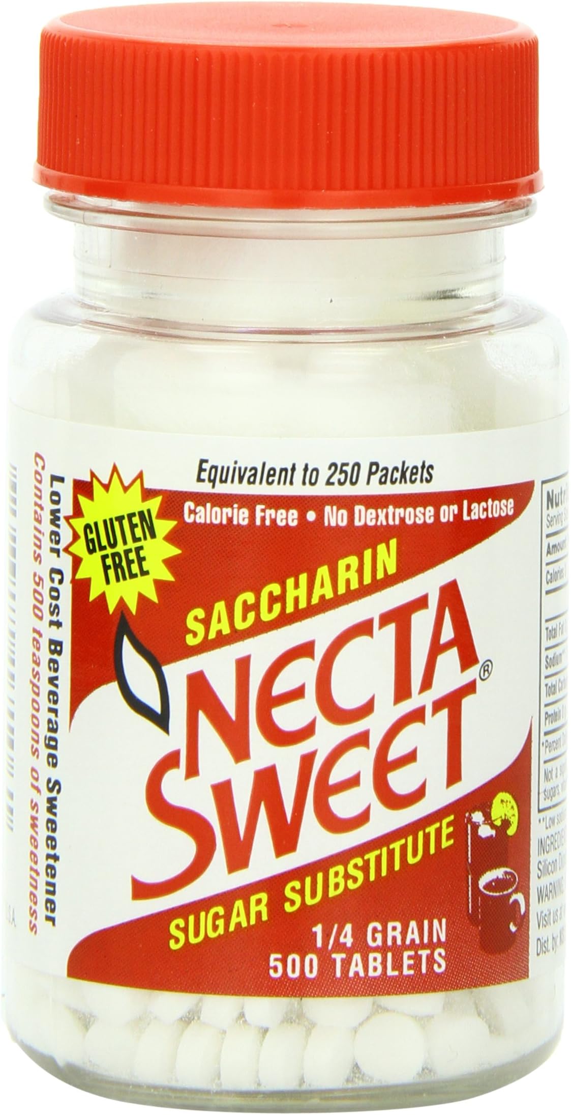 Sugar Substitute Tablets, 1/4 Grain, 500-Count Bottles (Pack of 12)