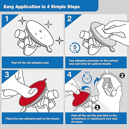 Miniatura 6 de Tapsi Almohadillas adhesivas de repuesto, paquete de 4 almohadillas redondas VHB de doble cara, 3.15 pulgadas y 0.91 pulgadas, para discos de