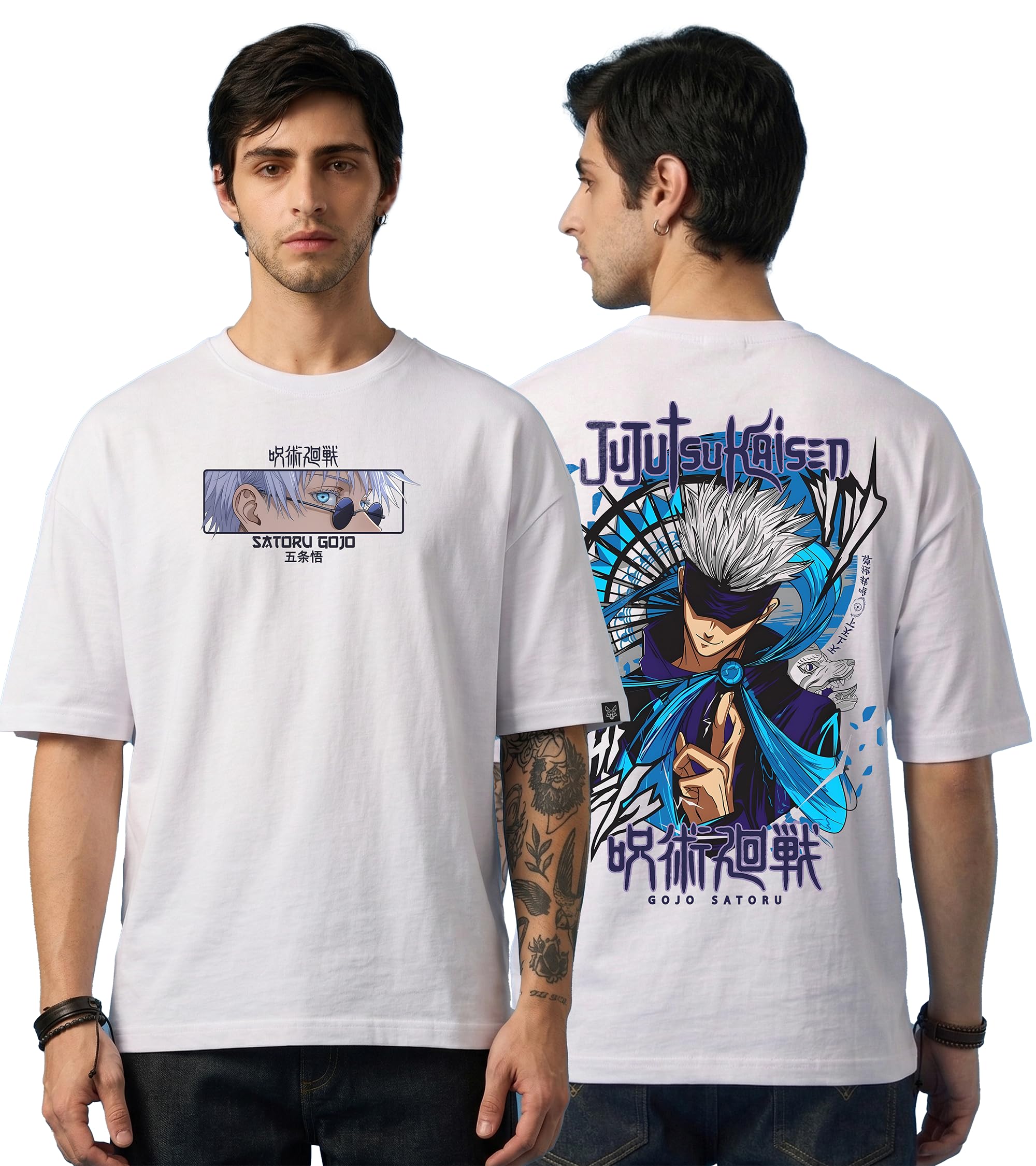 Black Jackal | Premium Oversized Unisex T-Shirt | Gojo Satoru Graphic Tee | Jujutsu Kaisen | 100% Bio-Washed Cotton | 240 GSM Fabric-image-10