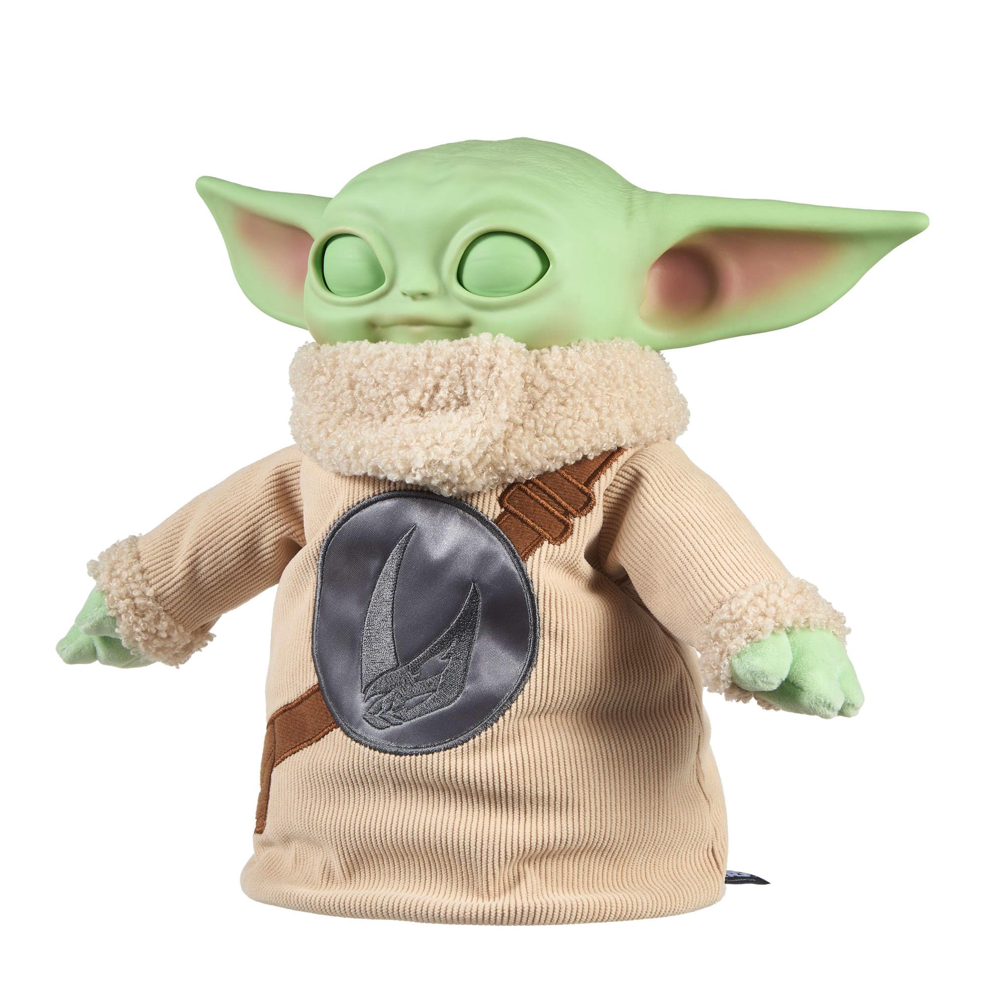 Mattel Star Wars The Mandalorian e Grogu - Grogu Baby Abbracci, peluche con gli occhi che si aprono ispirato al film, ricamo sul petto e corpo e mani morbide in tessuto, 3+ anni, JKN44