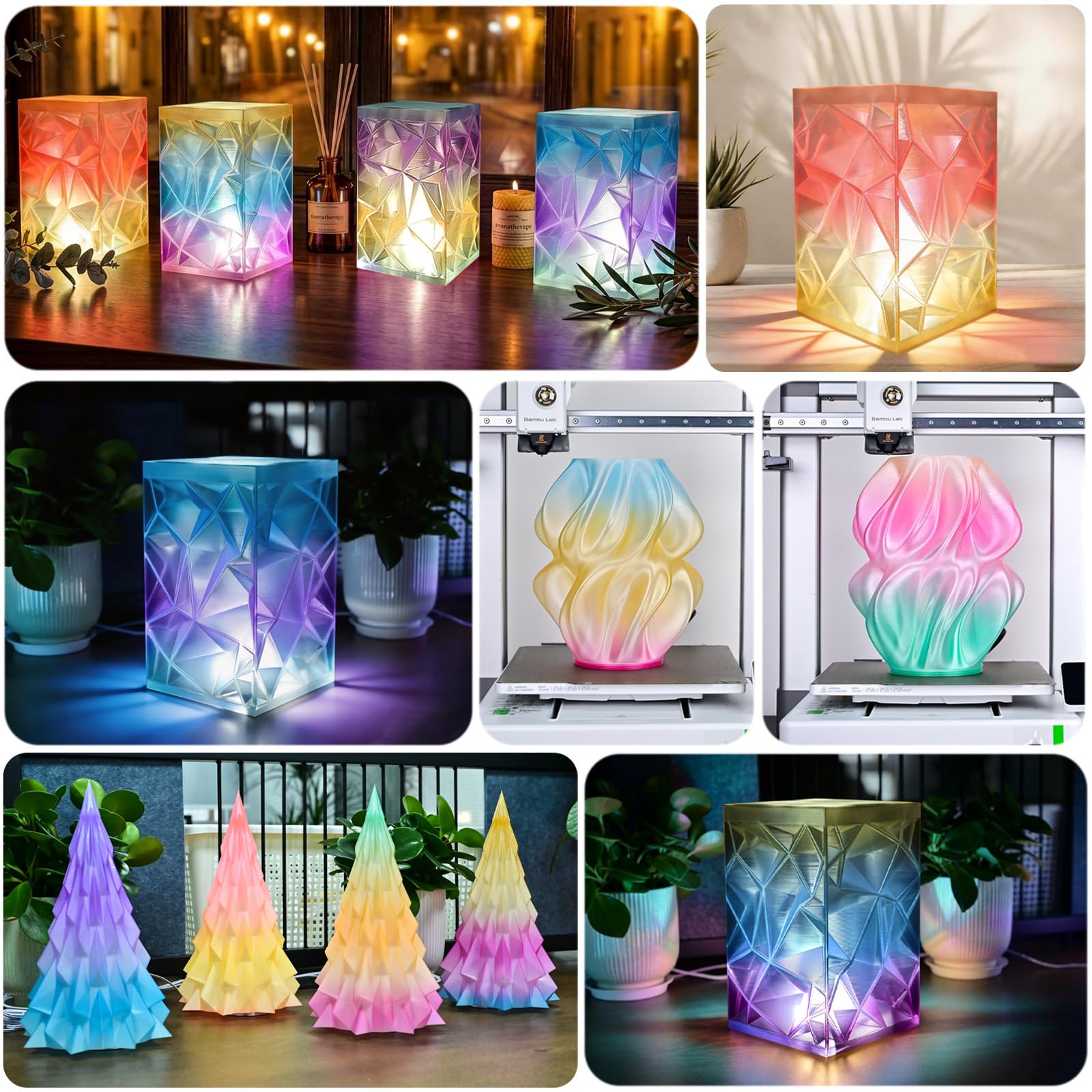 OVV3D Transparent Rainbow PLA Filament 1.75mm 200g X 4 Spools
