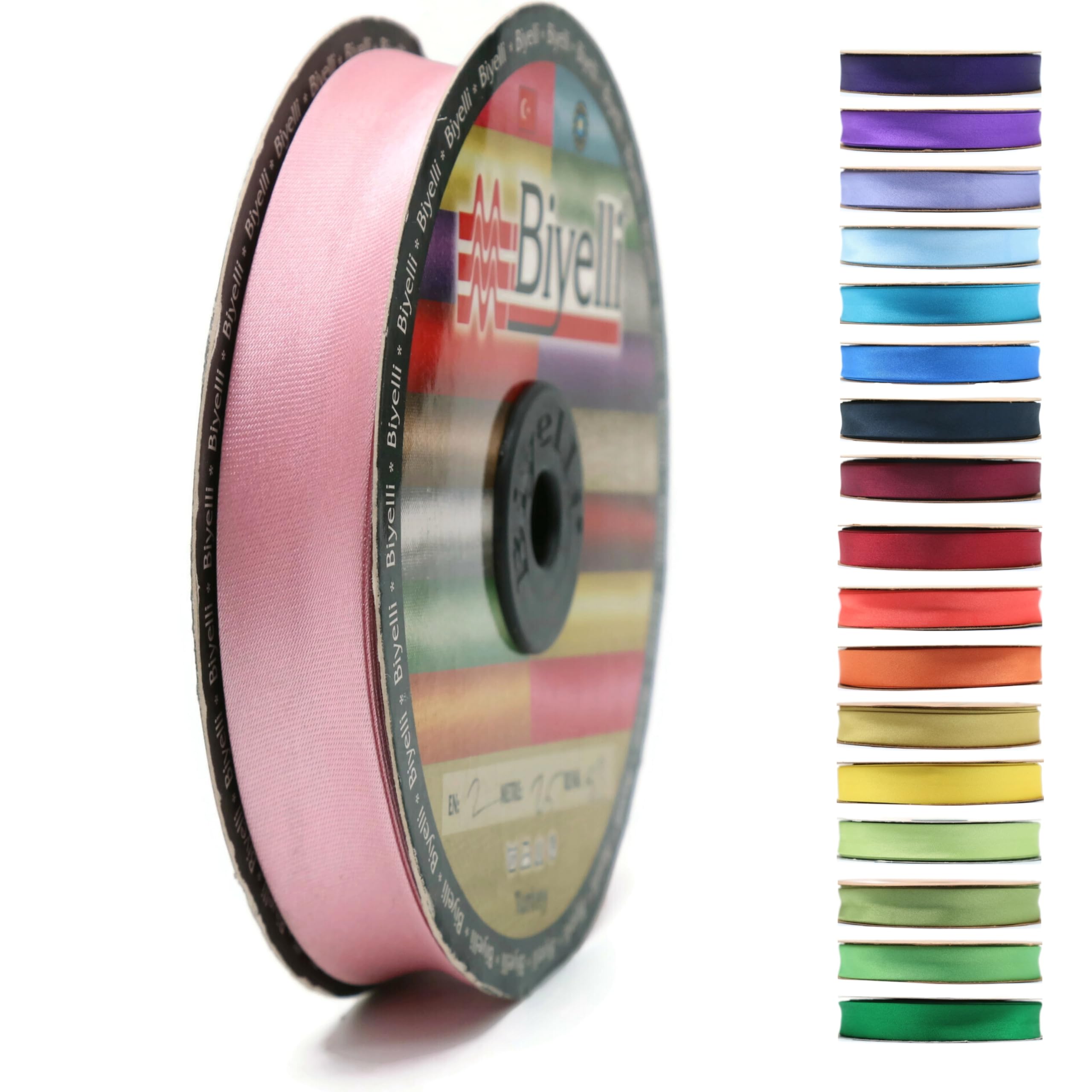 Fold Satin Bias Tape - 99+ Colors - 3/4 Inches Wide - 27 Yards - Fold Satin Binding Bias Ribbon Fabric Piping Bias Binding Tape for Sewing Clothing DIY (53. Shampoo Pink) BYS53