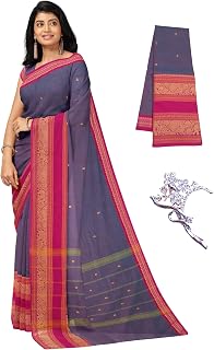 NandaVanam Women's Chettinad Cotton Saree with Blouse | Chettinad Cotton Sarees| Ligth Weight, Soft, Comfort, Chettinad Pu... Price In India