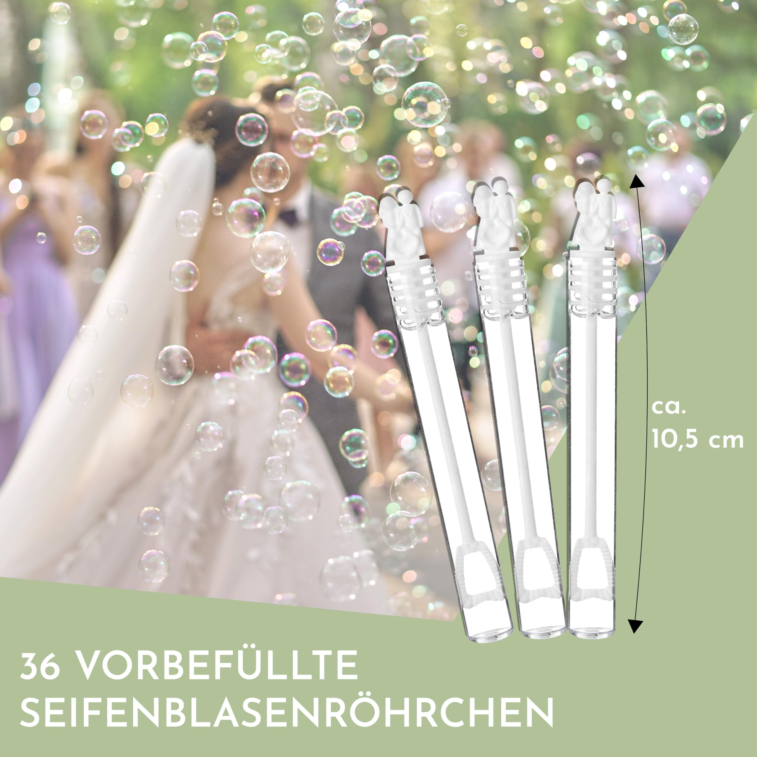 Nordstern Bańki mydlane dla pary młodej, zestaw 36 sztuk – bańki mydlane w płynie – jako prezent dla gości i dekoracja na wesele, złote wesele, zaręczyny